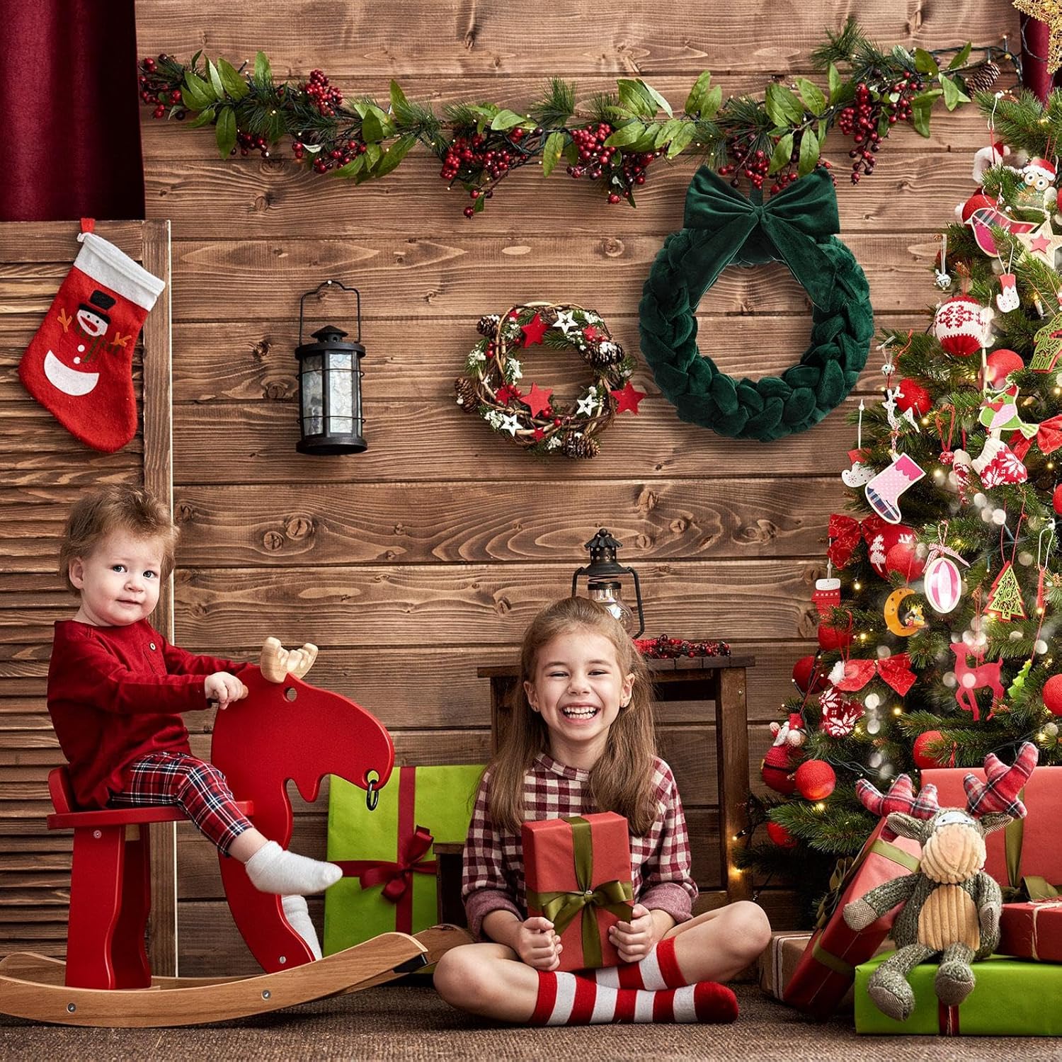 Velvet Christmas Wreaths with Bow