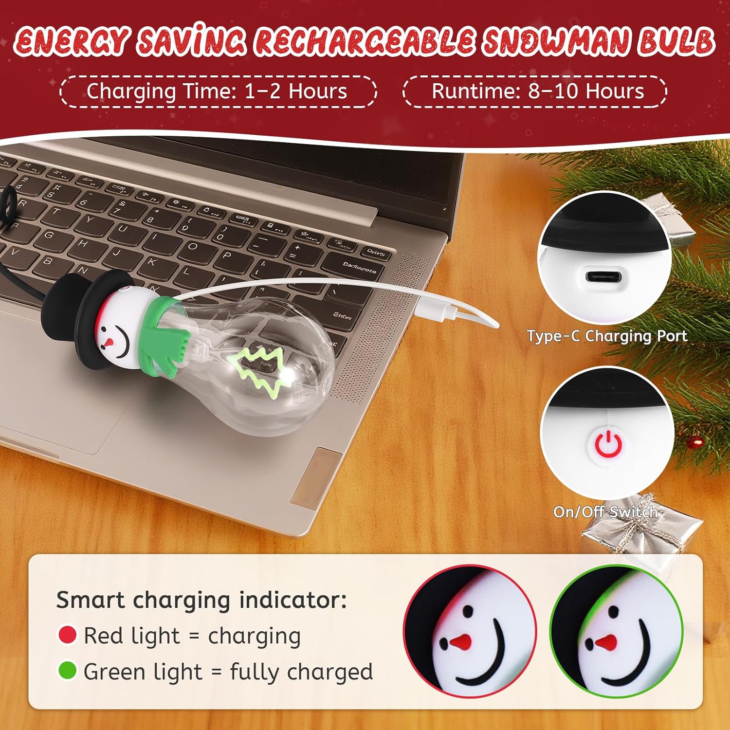 Christmas Snowman Bulb Light Hanging Night Light