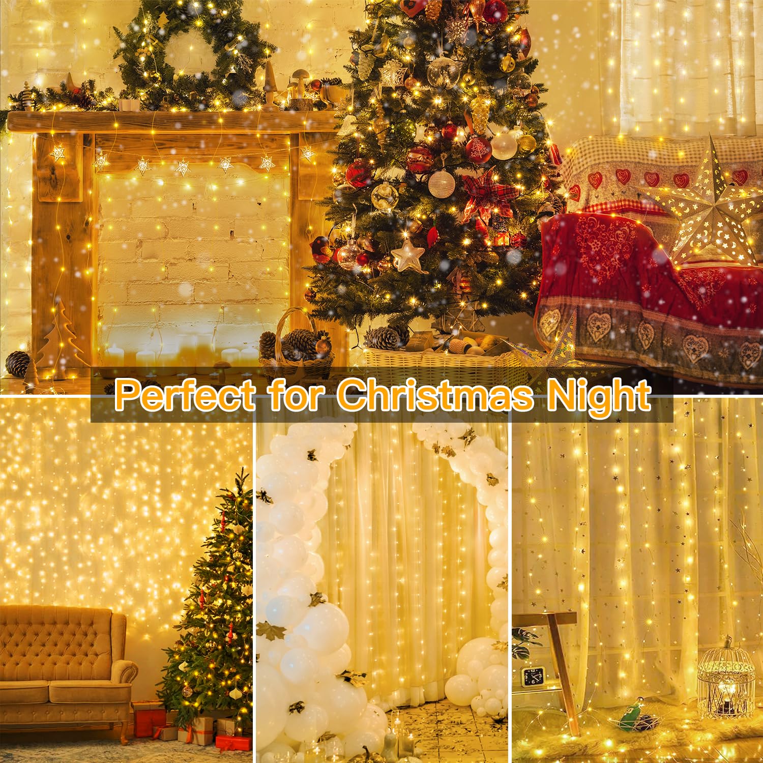 10FT 10FT Curtain Fairy Lights 300 LED Indoor Outdoor String Lights