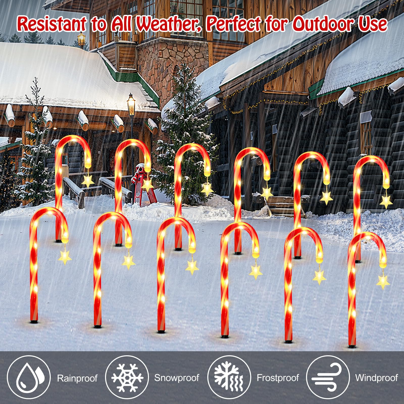 Solar Star Candy Christmas Cane Lights