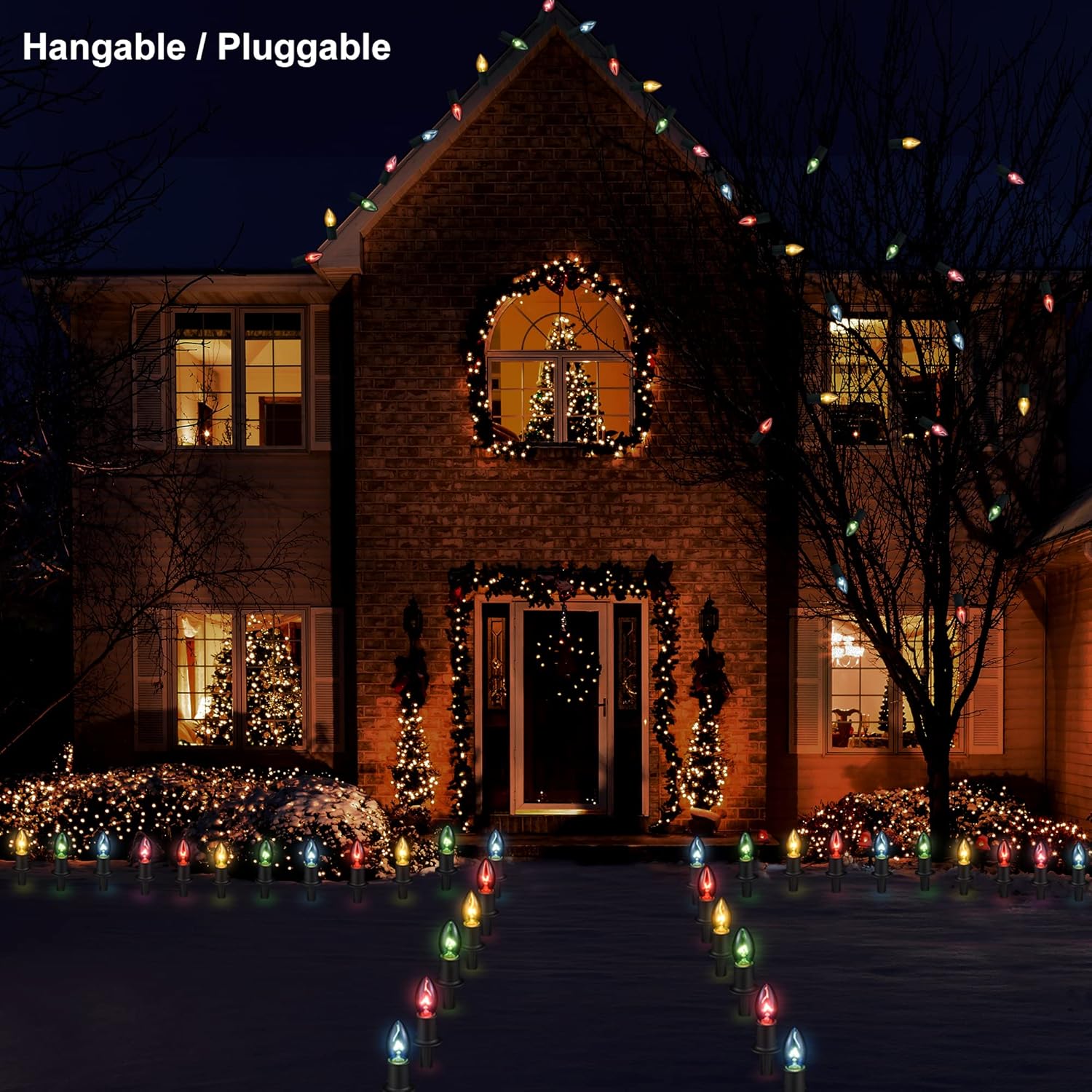 Set of 12 Outdoor Christmas Pathway Lights with Stakes