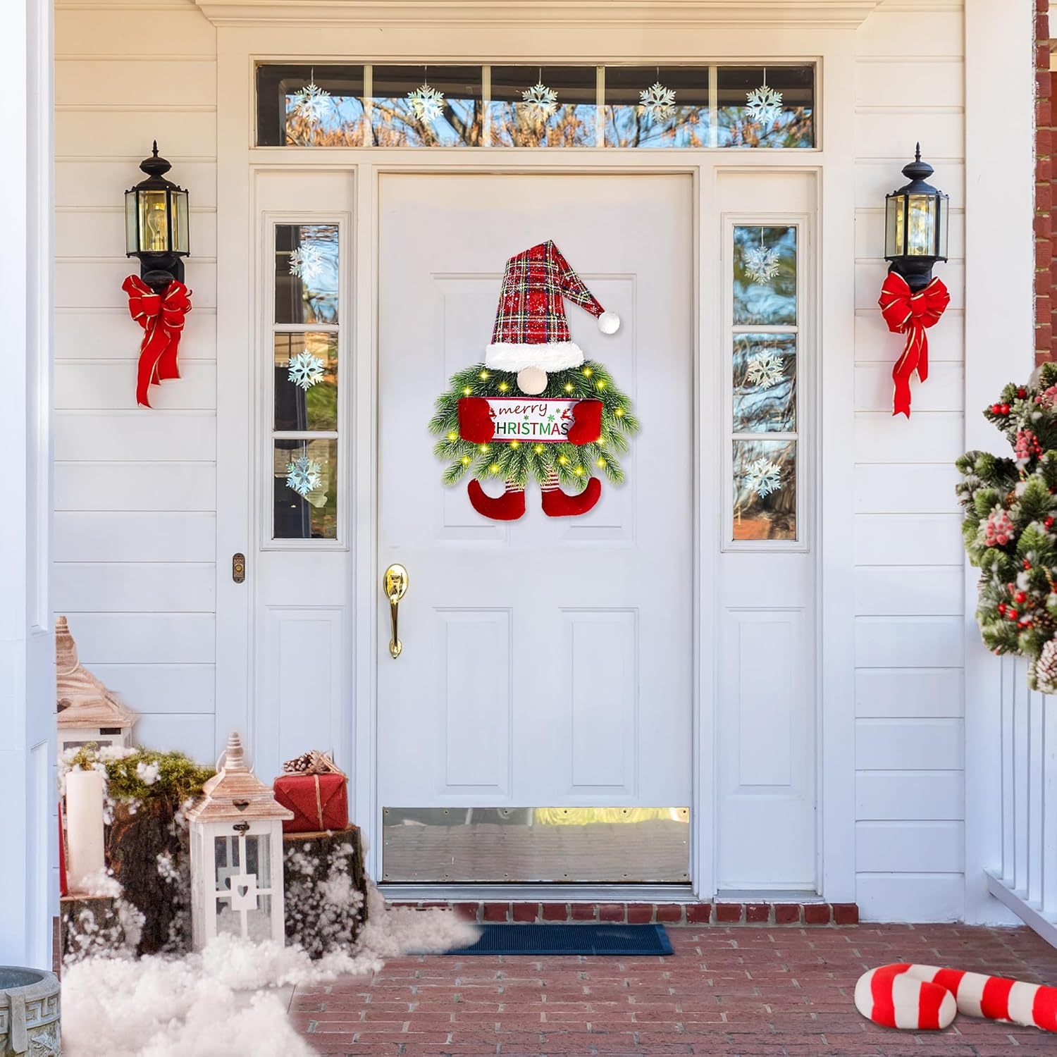 Christmas Gnome Wreath with Lights