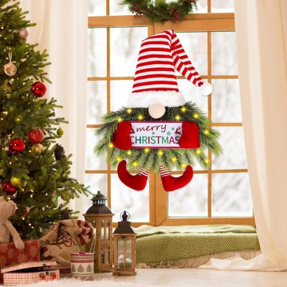 Christmas Gnome Wreath with Lights