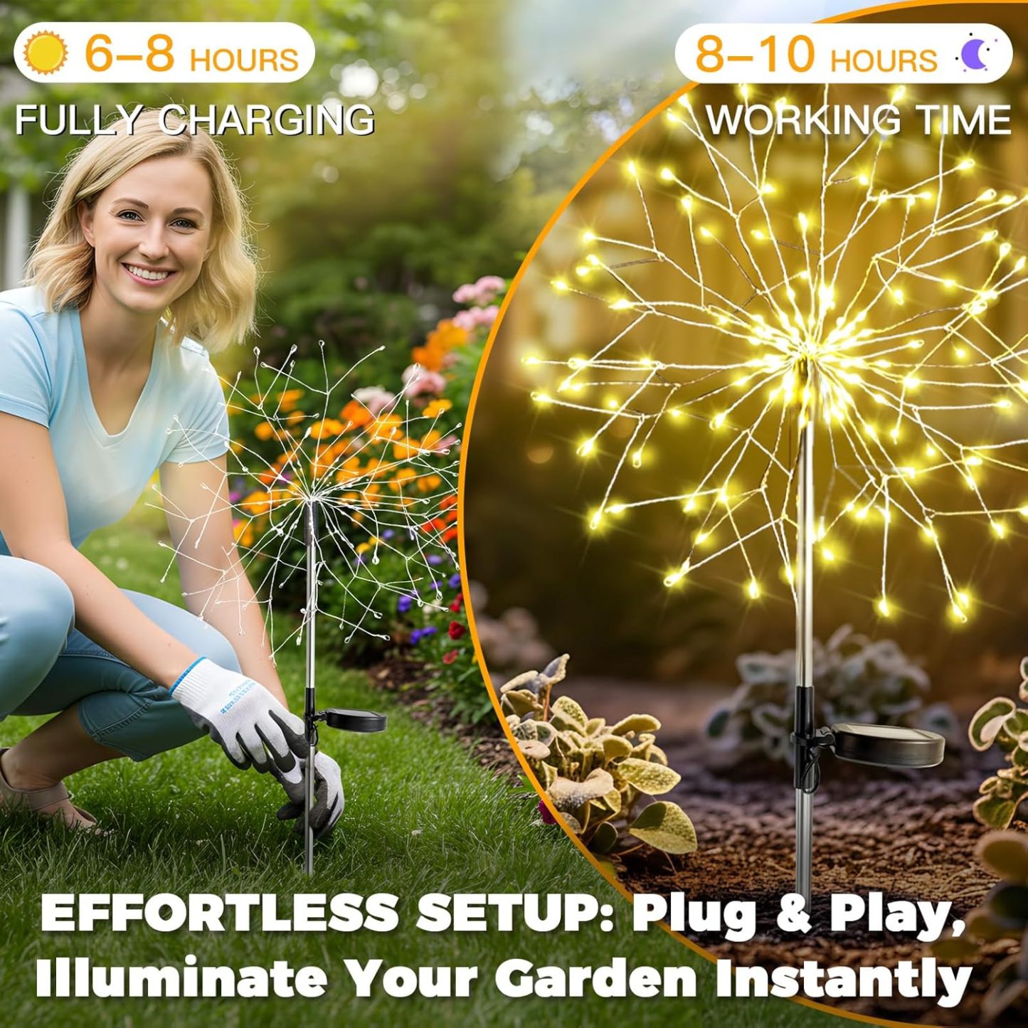 150 LED Solar Firework Starburst Lights Outdoor Waterproof
