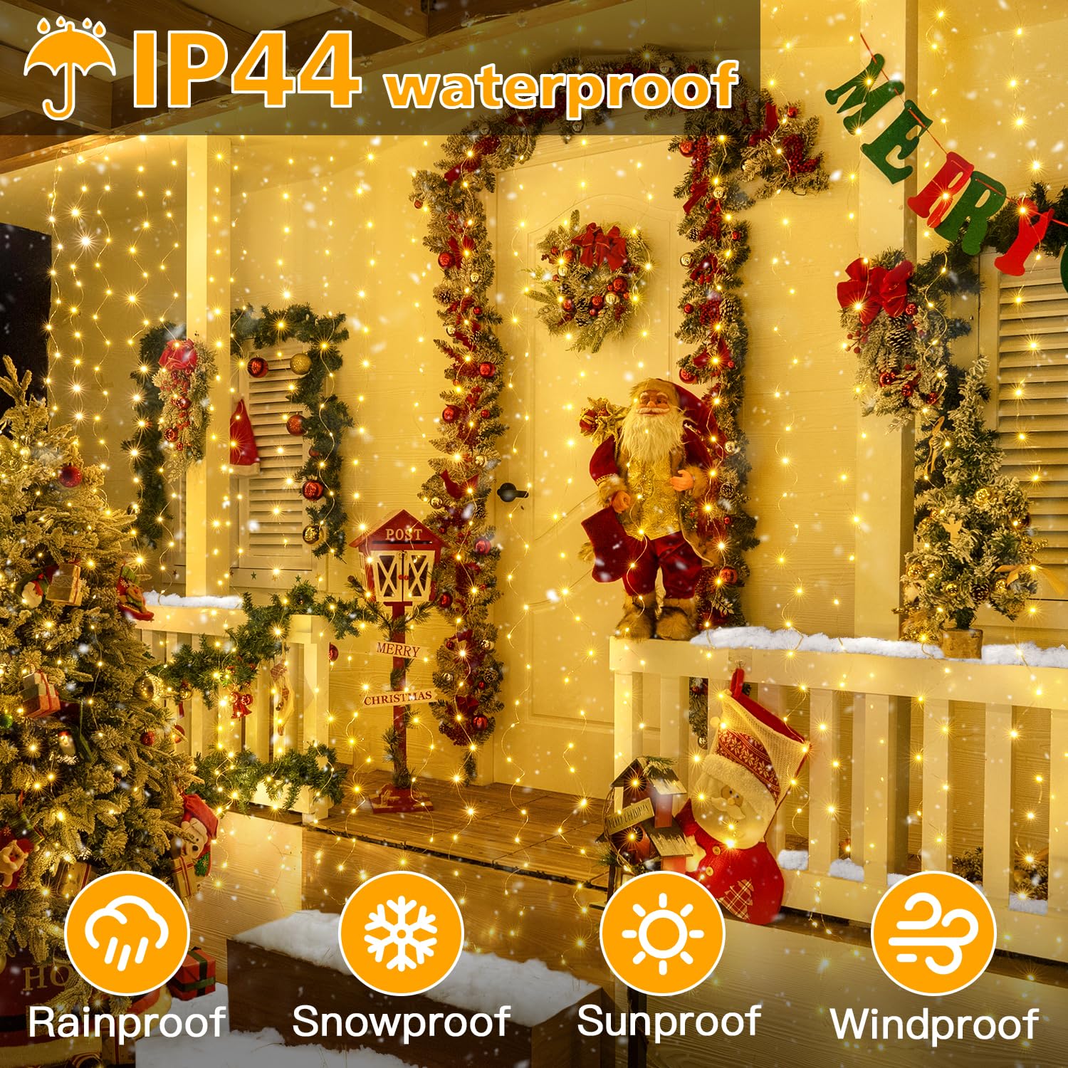 10FT 10FT Curtain Fairy Lights 300 LED Indoor Outdoor String Lights