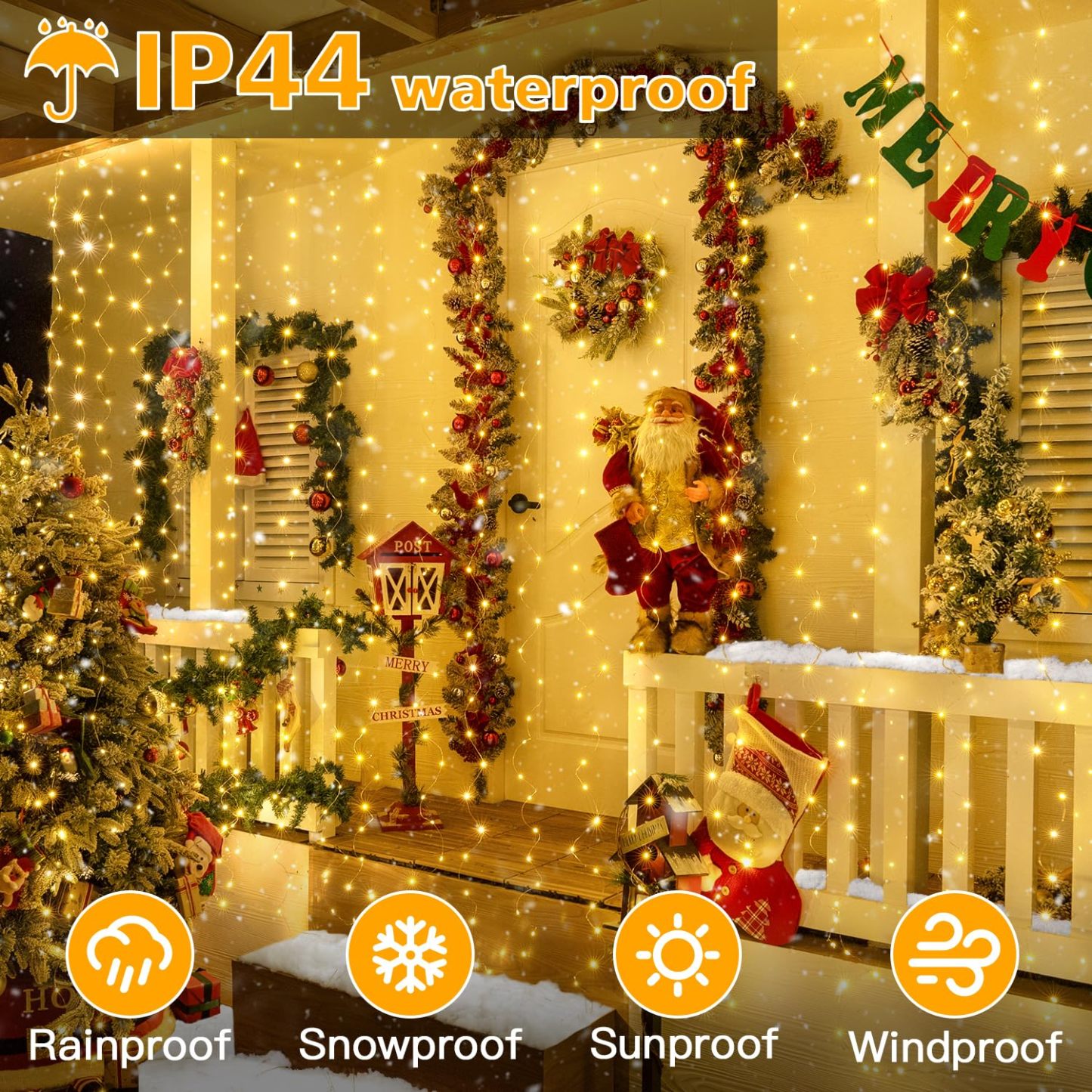 10FT 10FT Curtain Fairy Lights 300 LED Indoor Outdoor String Lights