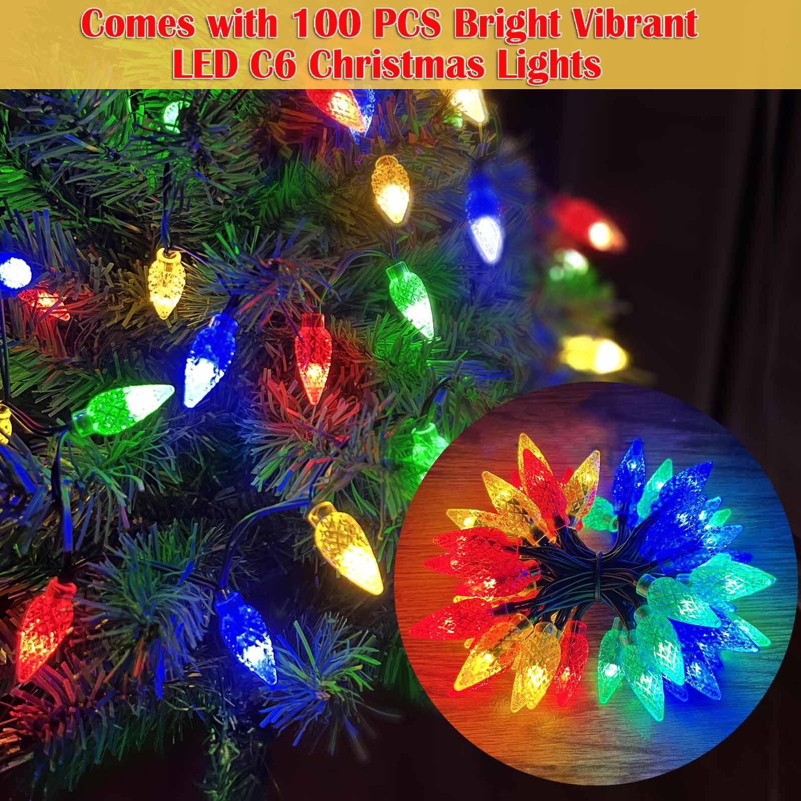 Pre-Lit Christmas Tree with 100 Multicolor LED Solar Lights