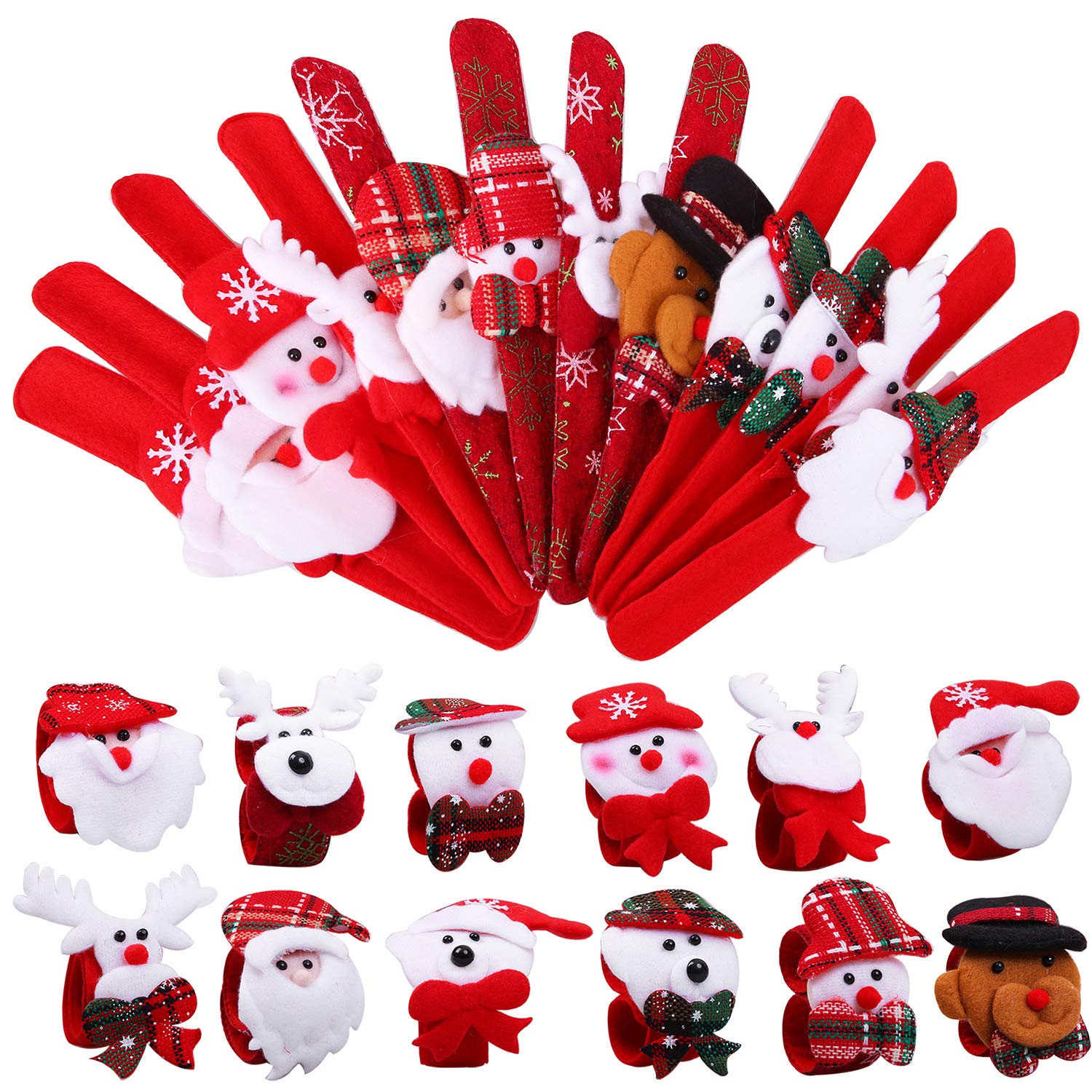 24 Pack Christmas Slap Bracelets Slap Bands Set