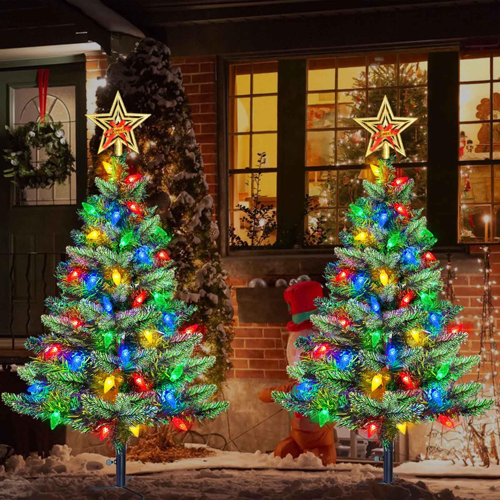 Pre-Lit Christmas Tree with 100 Multicolor LED Solar Lights