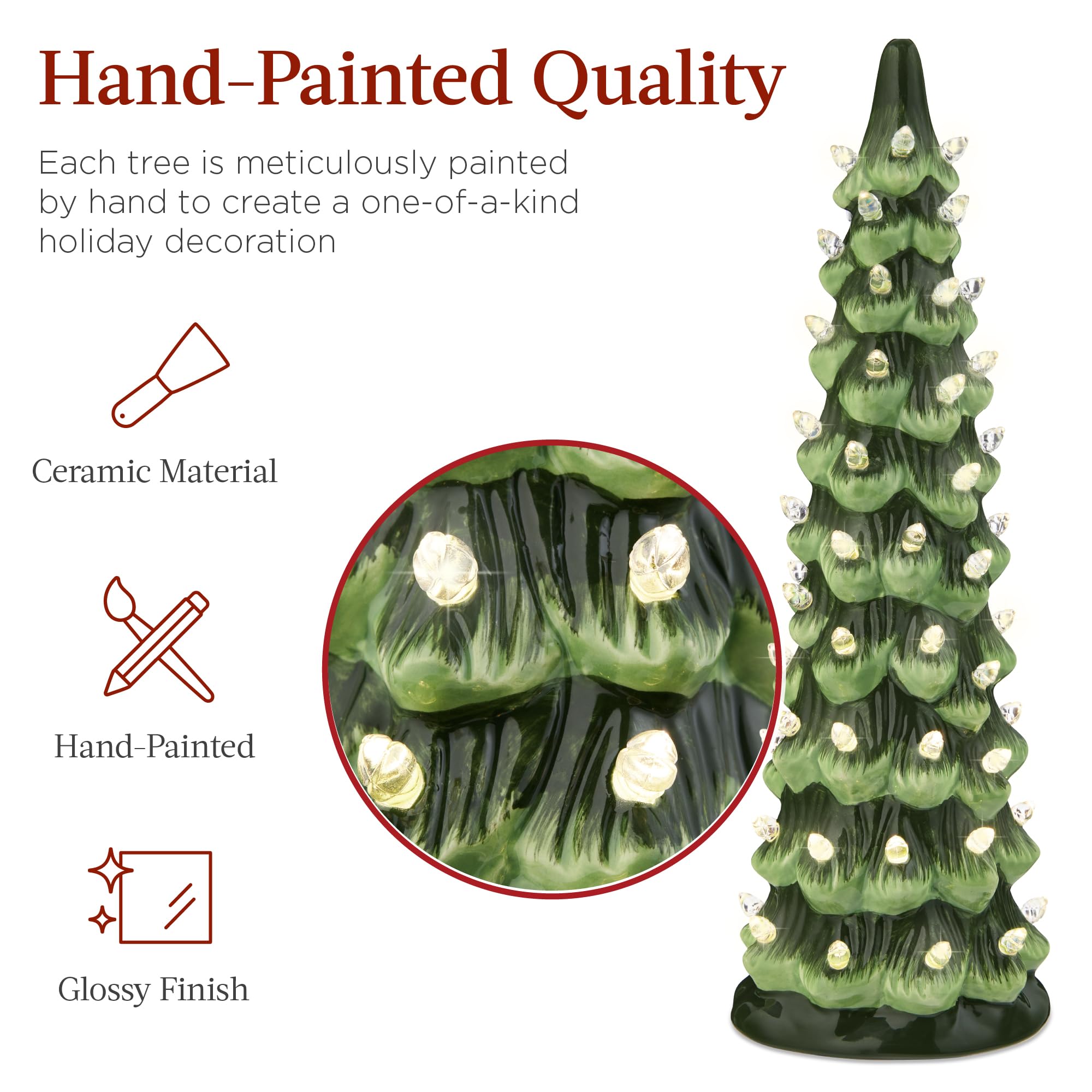 Pre-Lit Hand-Painted Tabletop Christmas Tree with Warm White LED Lights