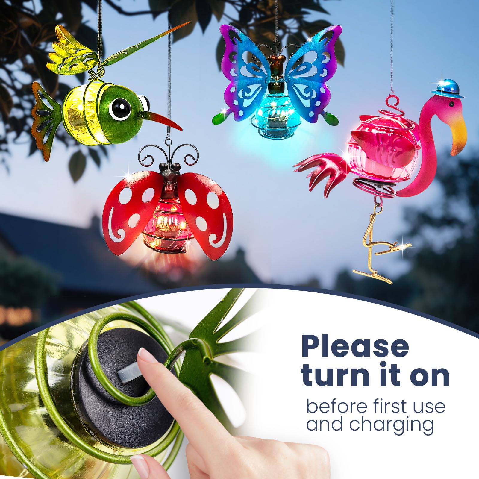 Solar Hanging Insect Lights LED Outdoor Waterproof