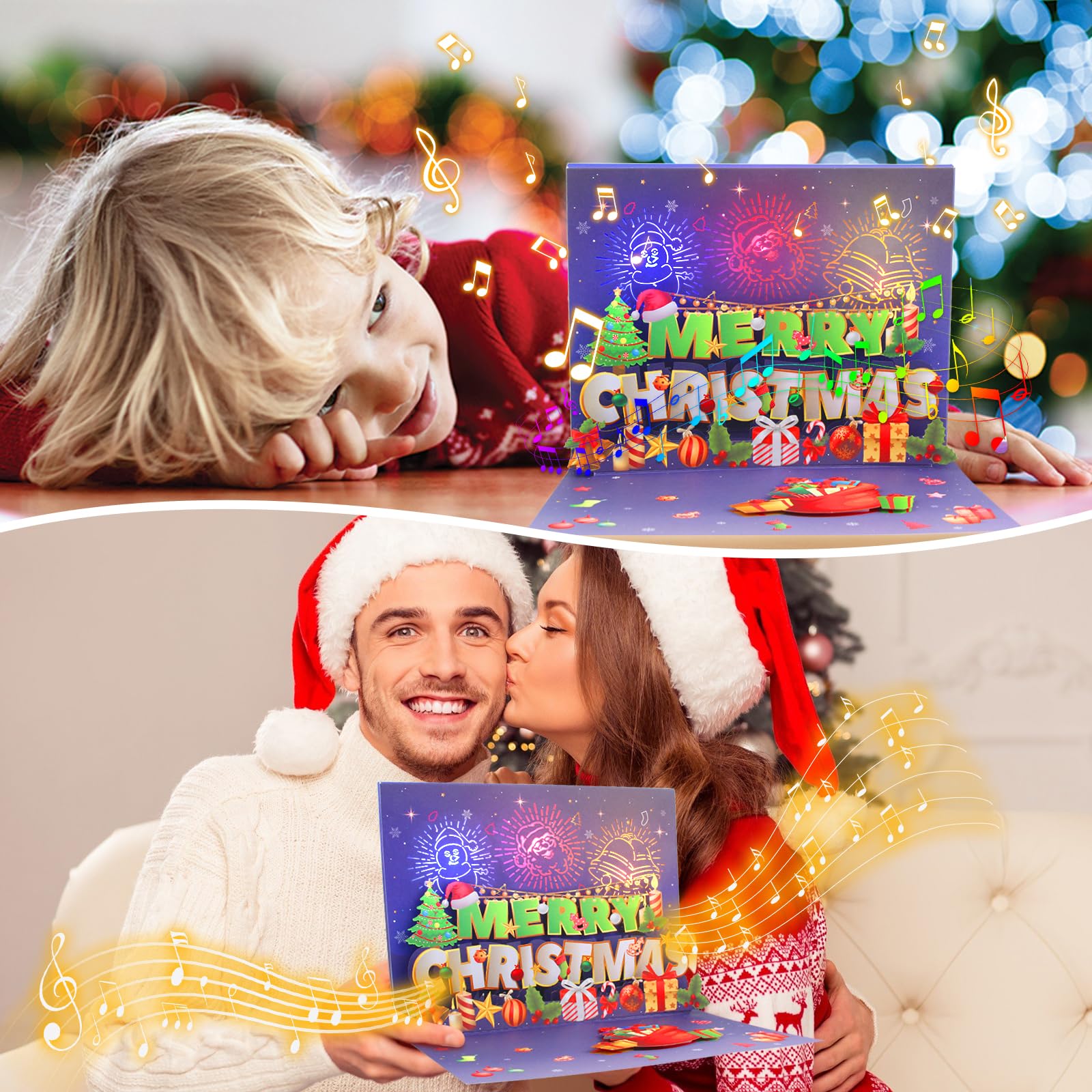 LIGHTS & MUSIC 3D Pop Up Firework Christmas Card