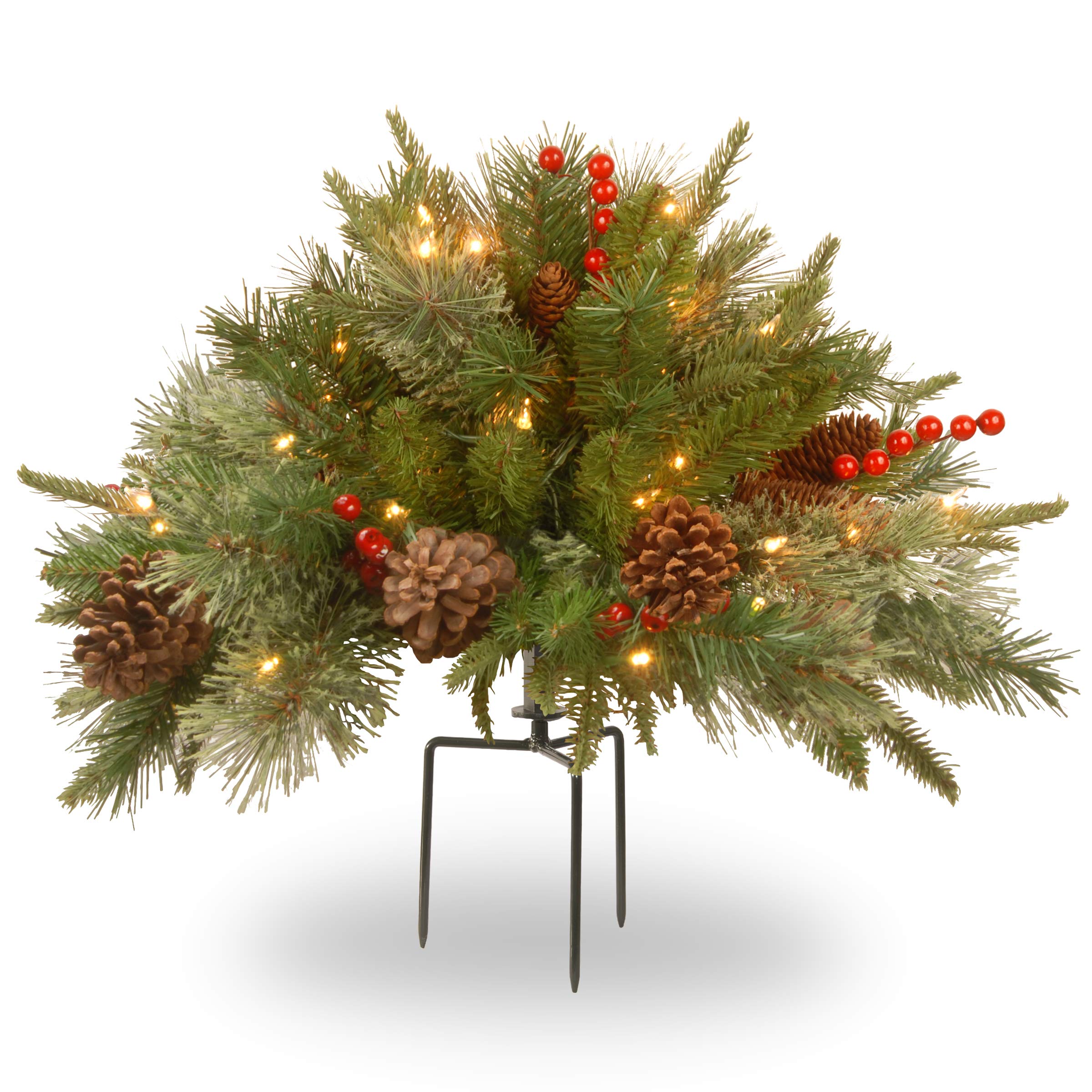Pre-lit Artificial Xmas Tree with Cones & Red Berries