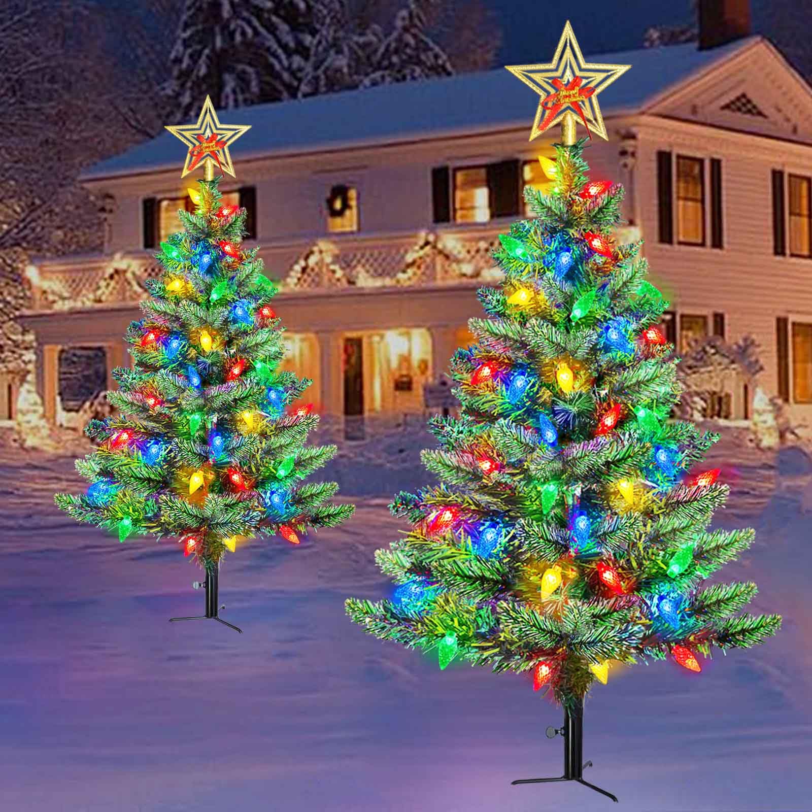 Pre-Lit Christmas Tree with 100 Multicolor LED Solar Lights