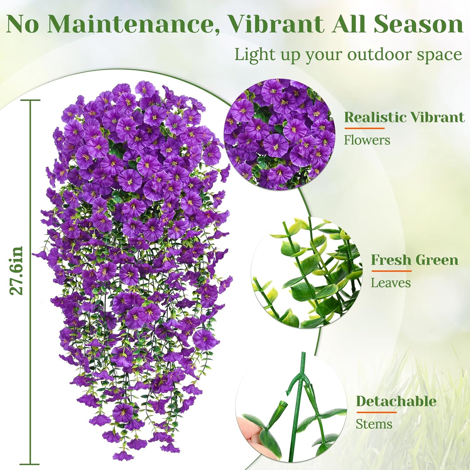 UV-Resistant Artificial Morning Glory Hanging Flowers