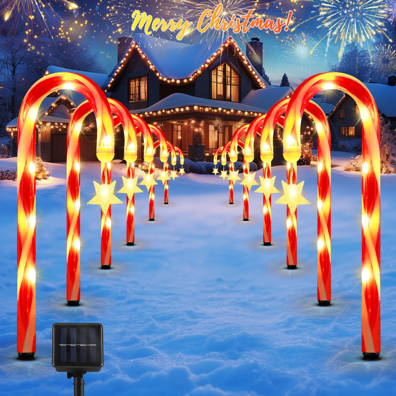 Solar Star Candy Christmas Cane Lights