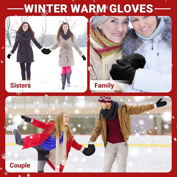 3 Pcs Warm Hand Holding Glove Set for Couples Friends Women and Men