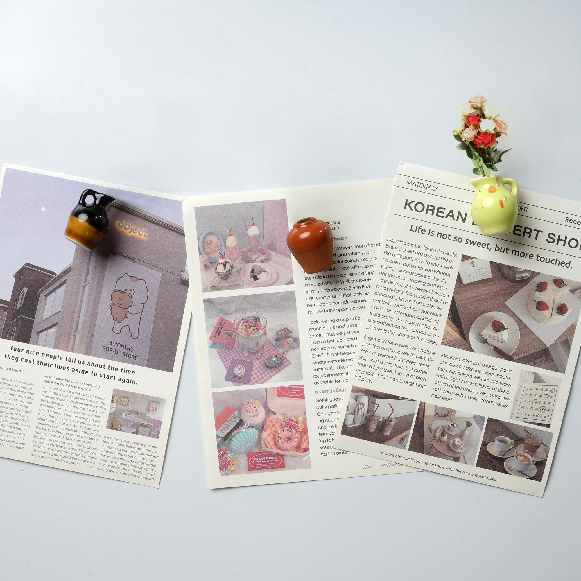 8 Pcs Cute 3D Mini Ceramic Vase Fridge Magnets