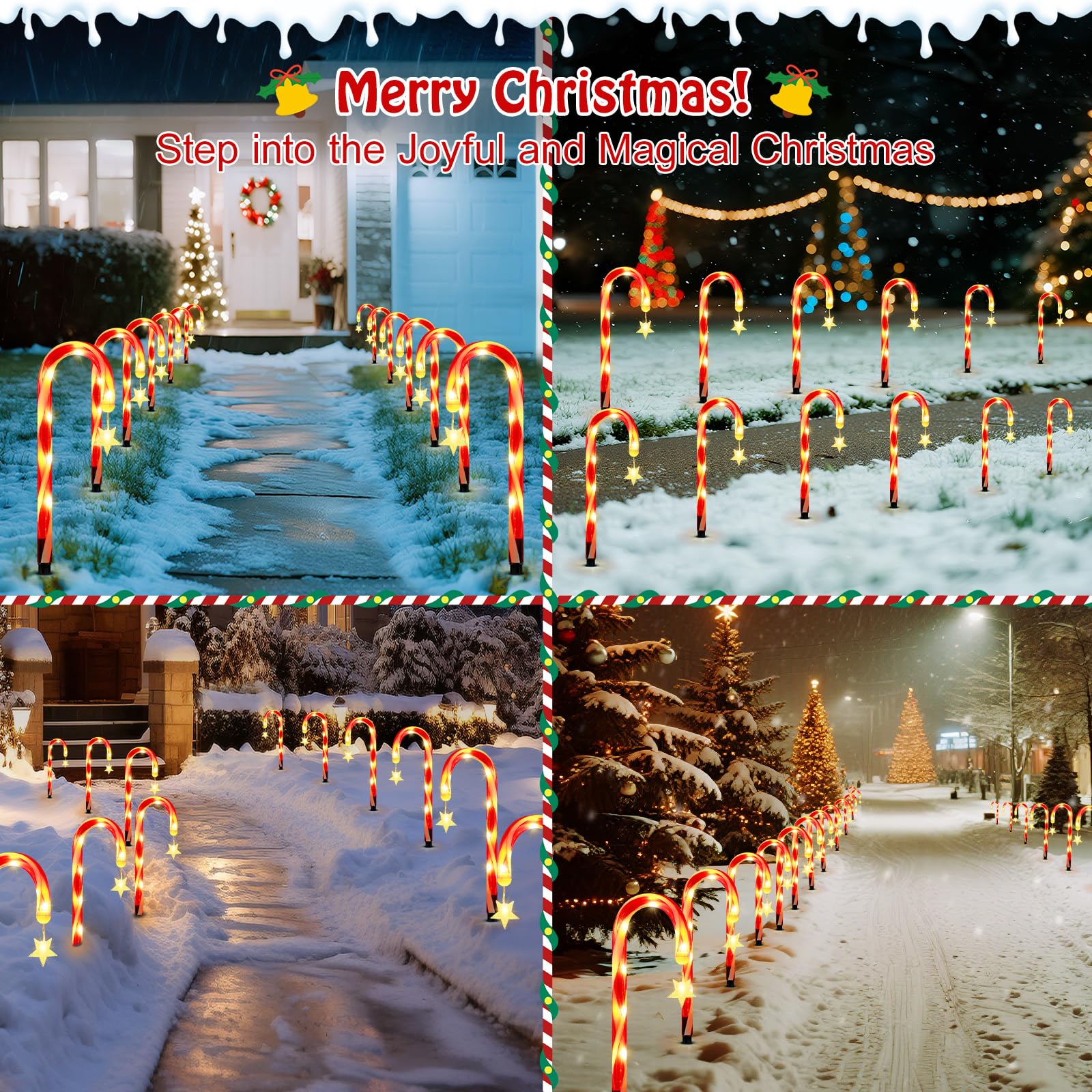 Solar Star Candy Christmas Cane Lights