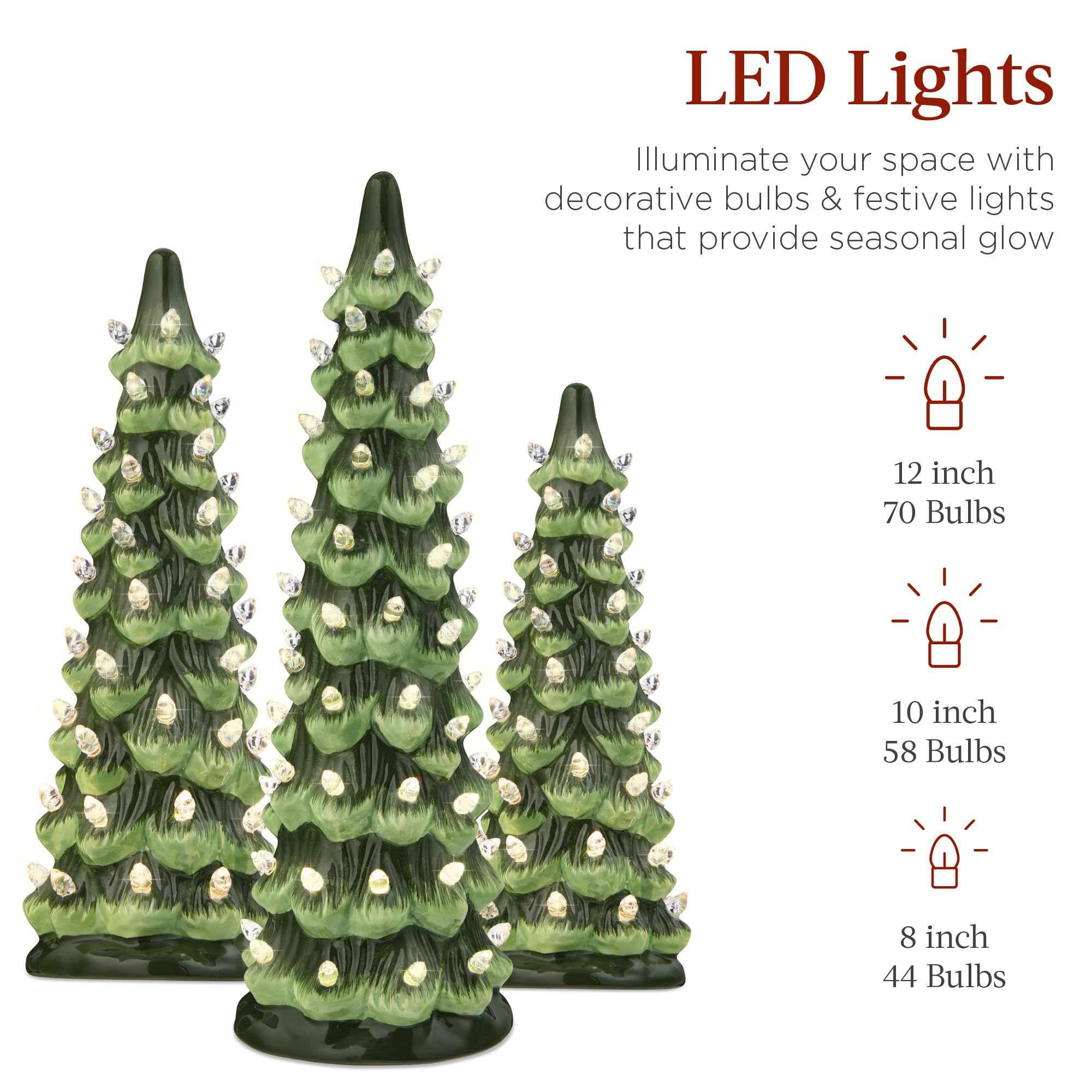 Pre-Lit Hand-Painted Tabletop Christmas Tree with Warm White LED Lights