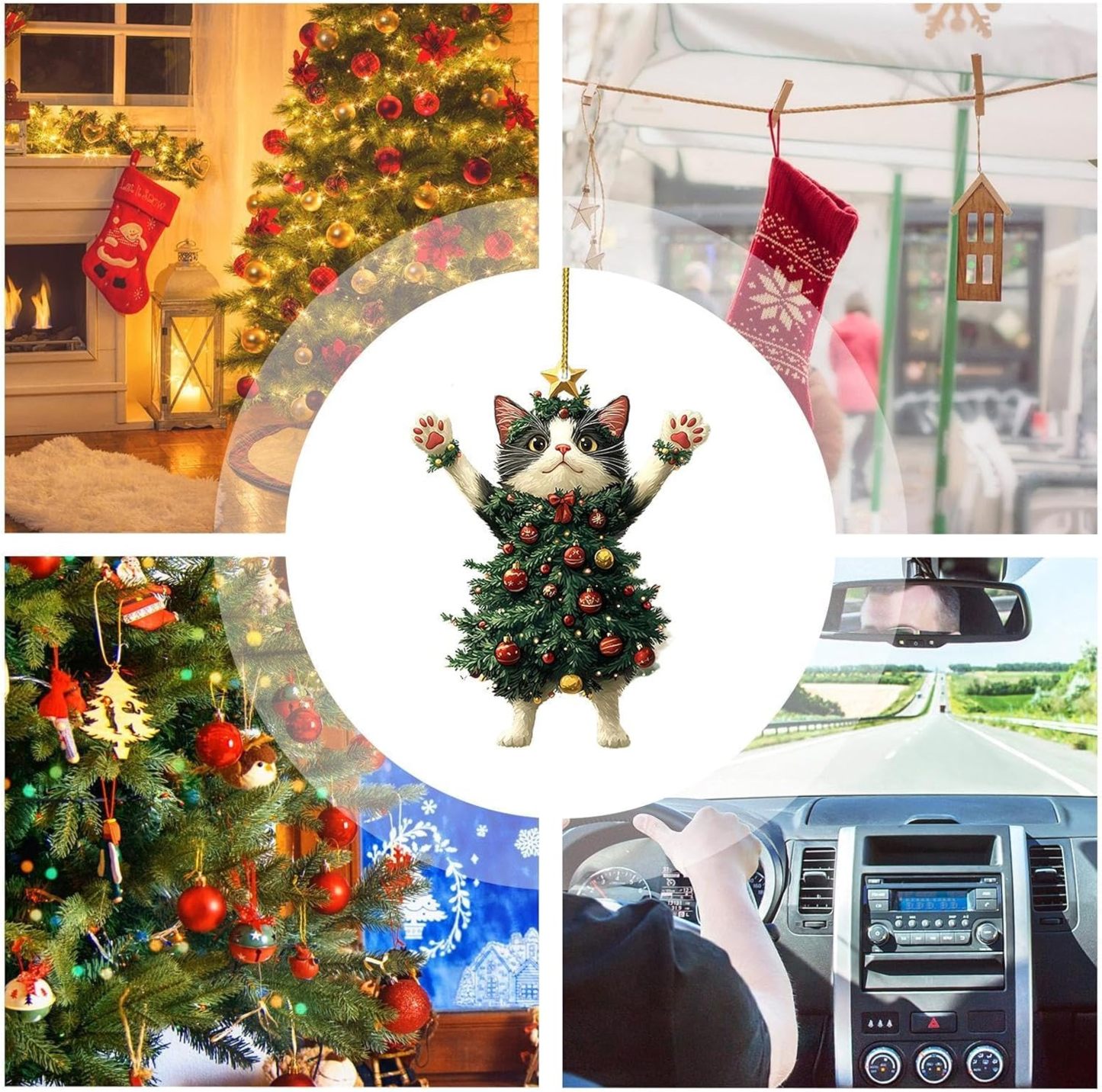 Cat Christmas Tree Ornament