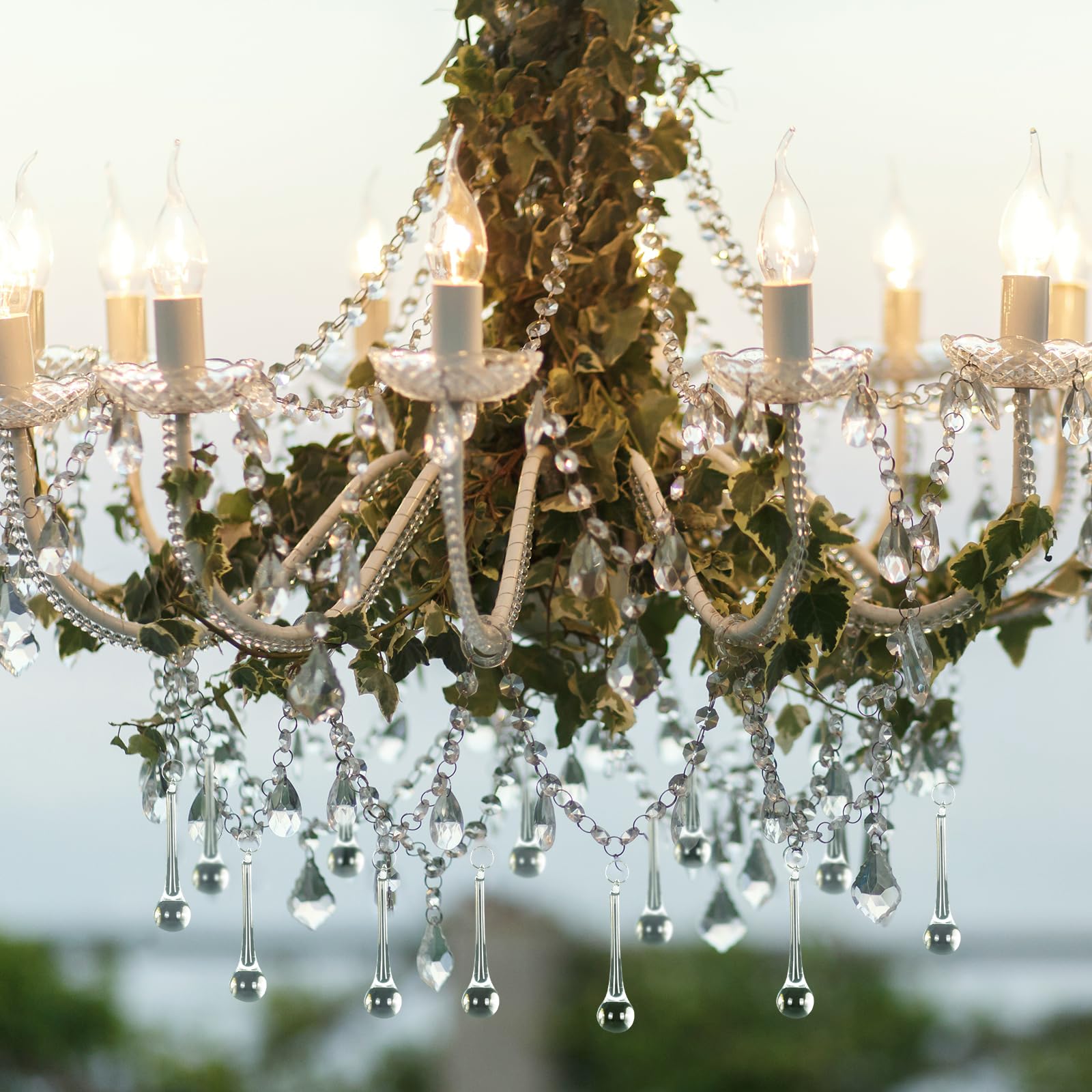 40Pcs Clear Teardrop Crystal Hanging Ornaments for Christmas Tree
