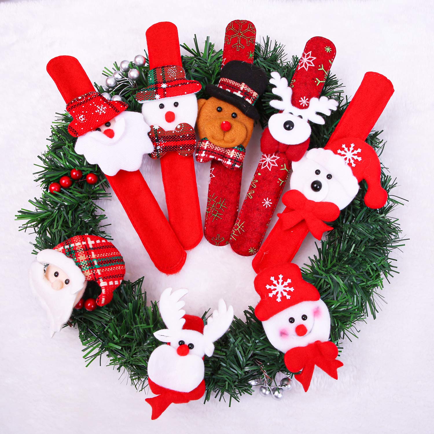 24 Pack Christmas Slap Bracelets Slap Bands Set