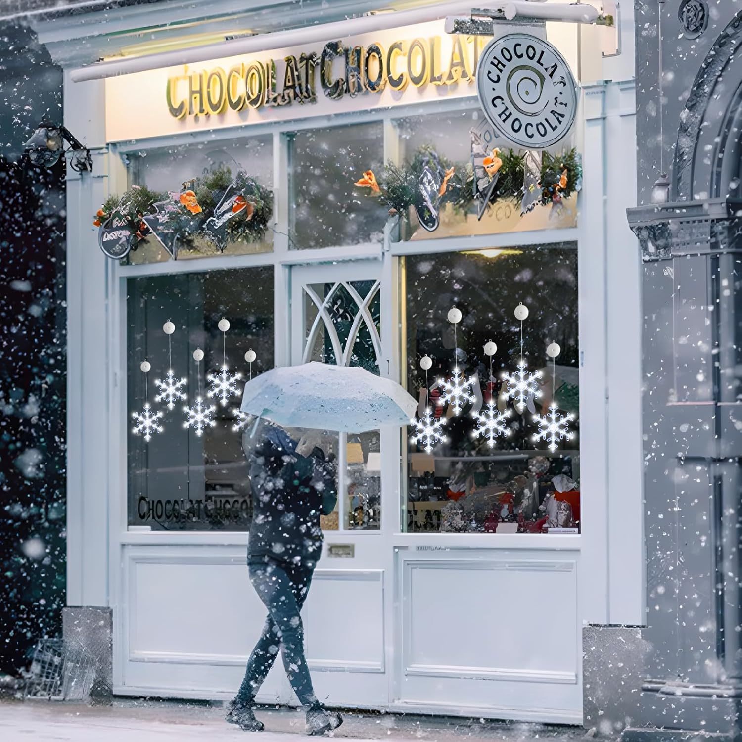 5-Pack Christmas Snowflake Window Lights with Timer