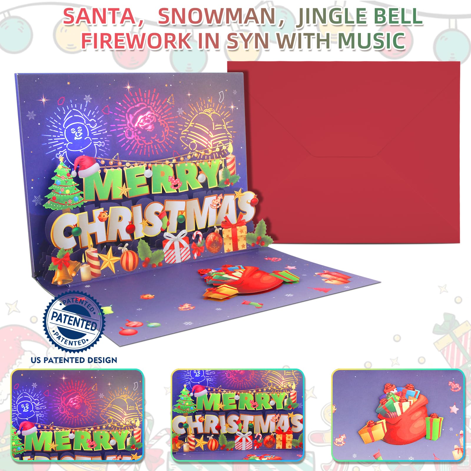 LIGHTS & MUSIC 3D Pop Up Firework Christmas Card