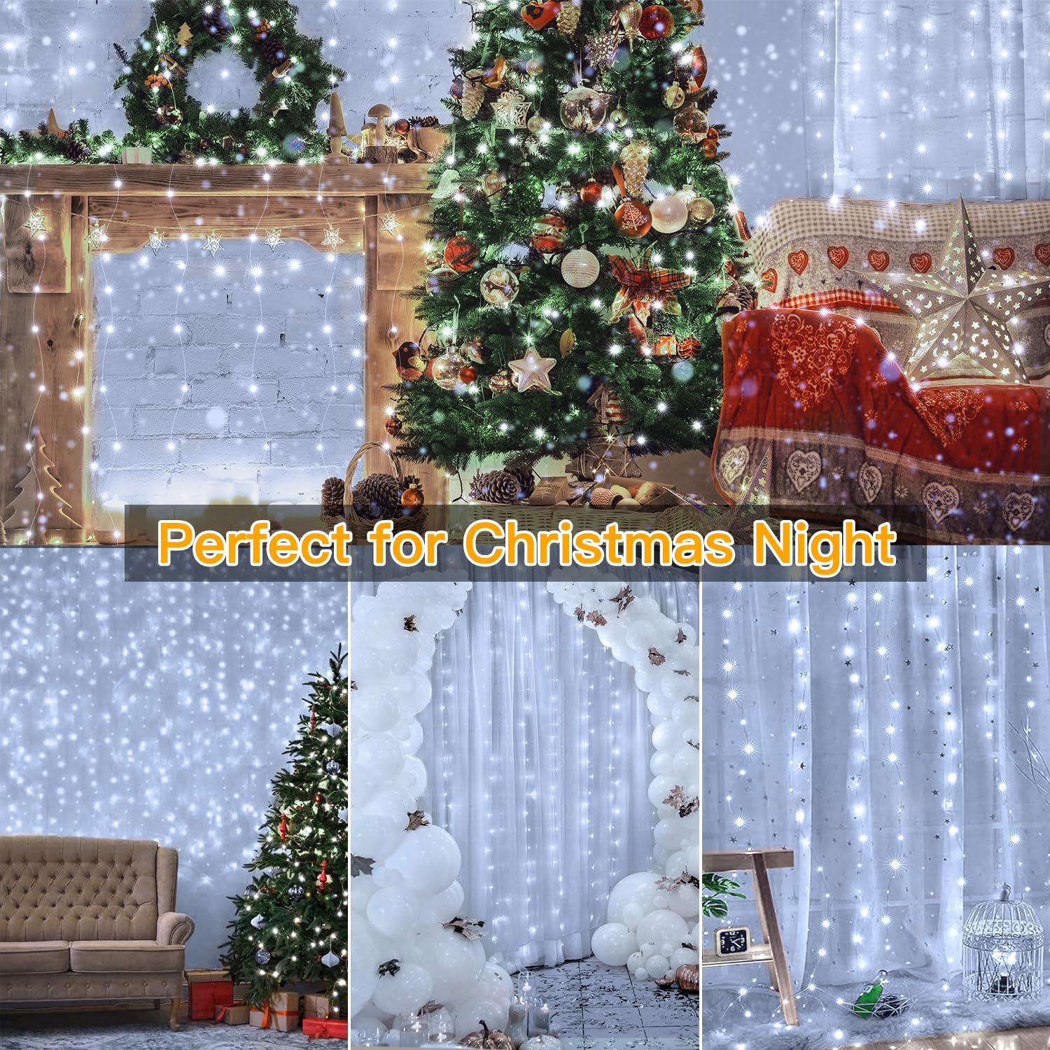 10FT 10FT Curtain Fairy Lights 300 LED Indoor Outdoor String Lights