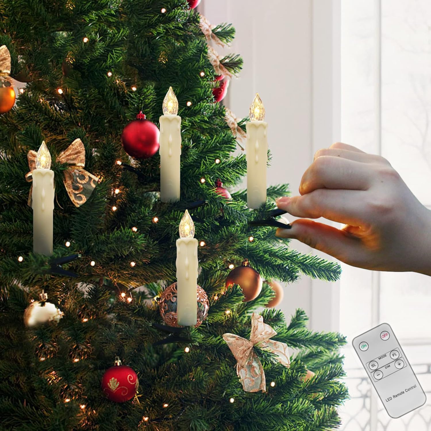 10 Pack LED Flameless Taper Candles with Remote & Removable Clips