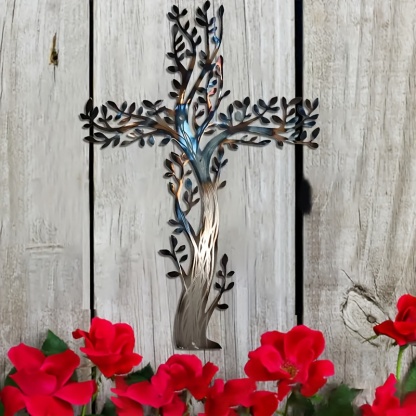 Tree of Life Metal Cross Wall Decor