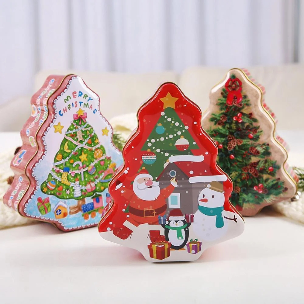 Festive Christmas Tree Gift Tin Boxes