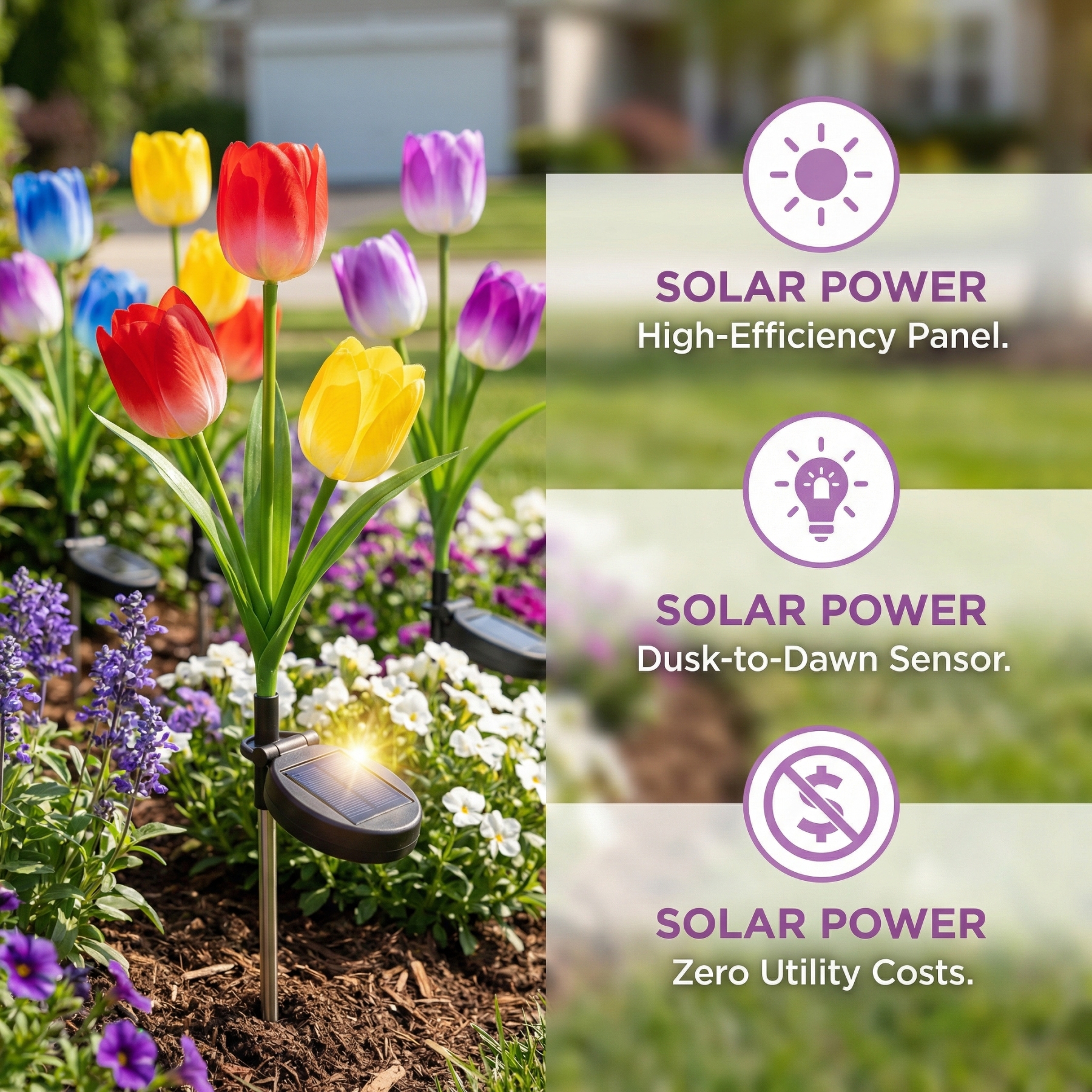 Solar Colorful Tulip Garden Stake Lights, Outdoor LED Flower Lights