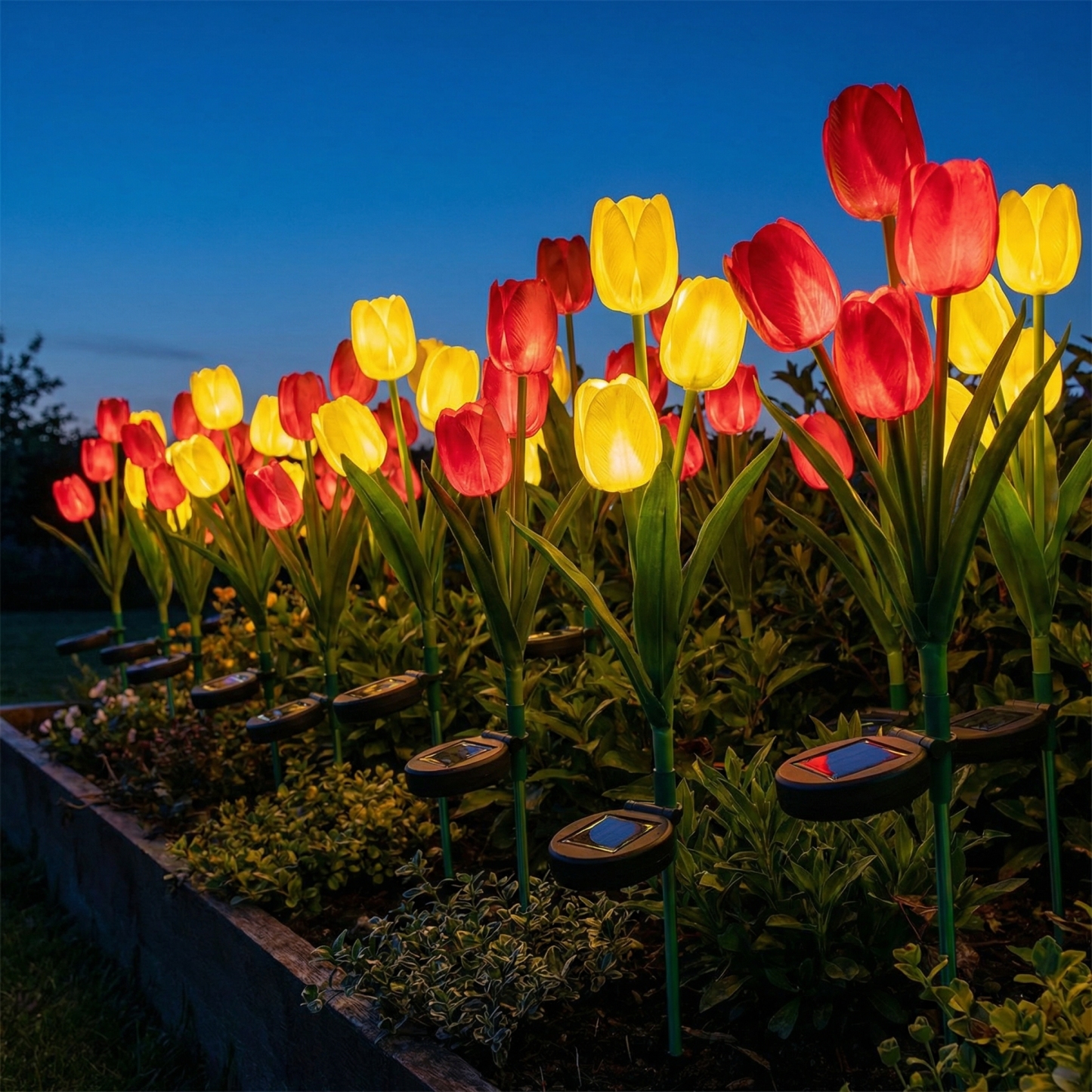 Solar Colorful Tulip Garden Stake Lights, Outdoor LED Flower Lights