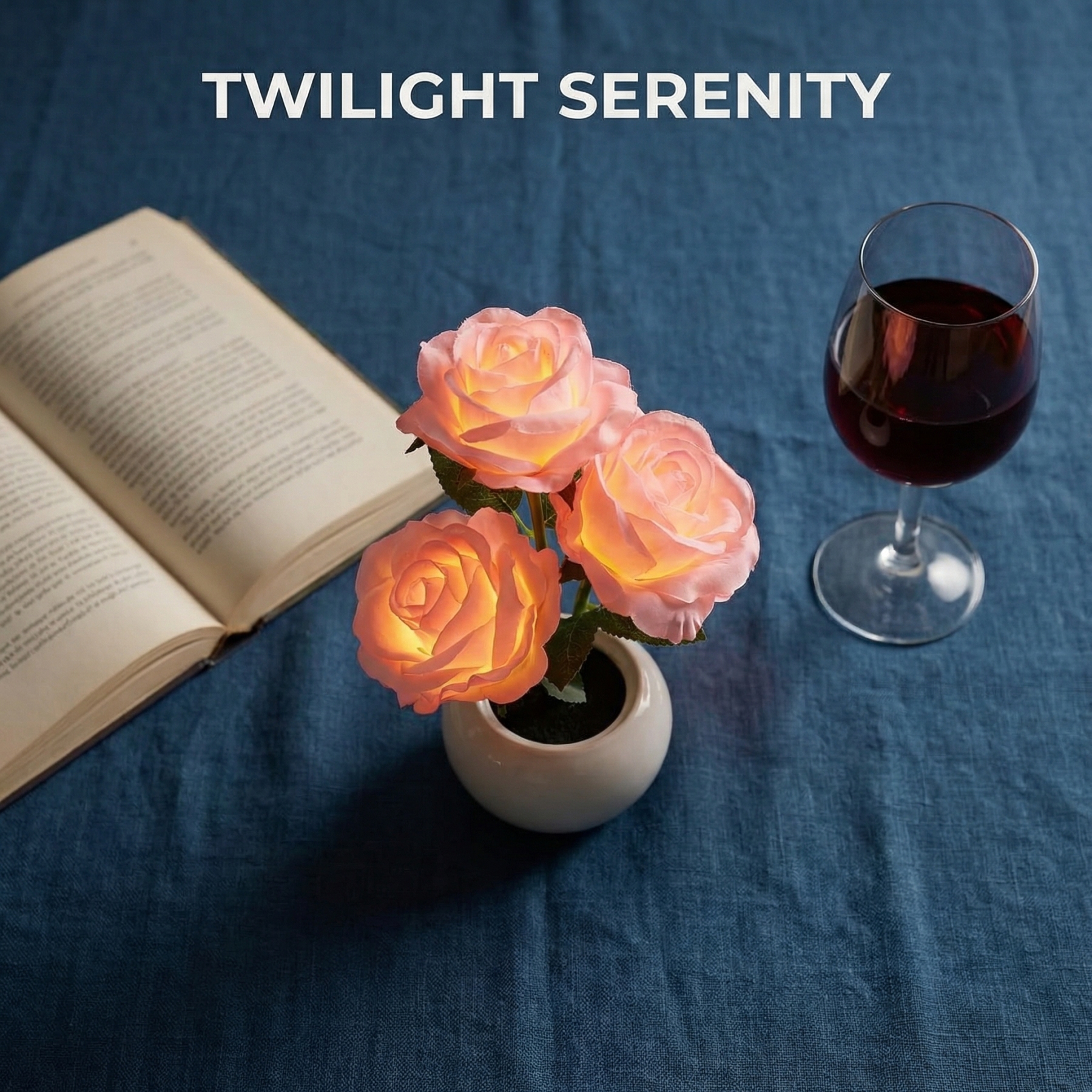 LED Pink Rose Flower Tabletop Night Light