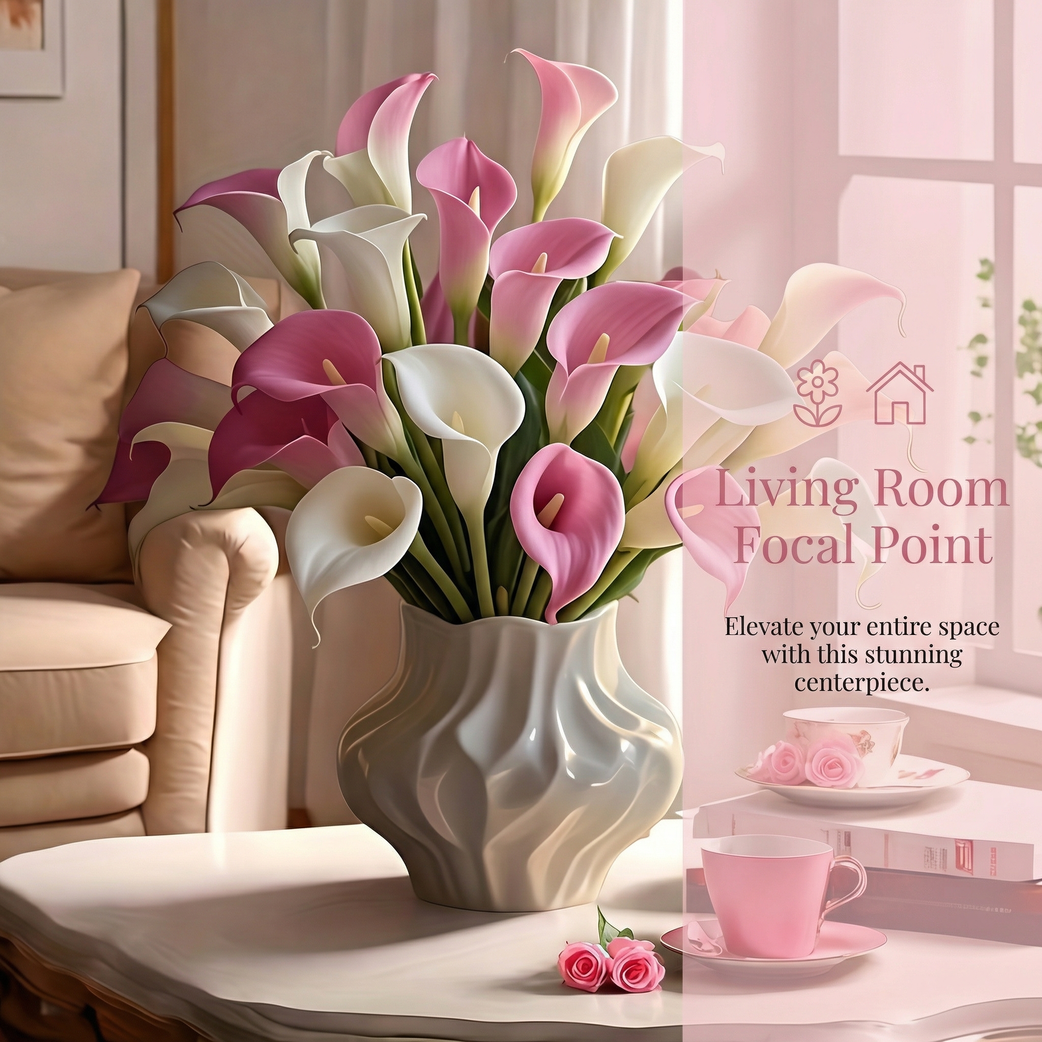 16Pcs Faux Calla Lily Floral Arrangement for Home Decor