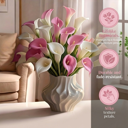 16Pcs Faux Calla Lily Floral Arrangement for Home Decor