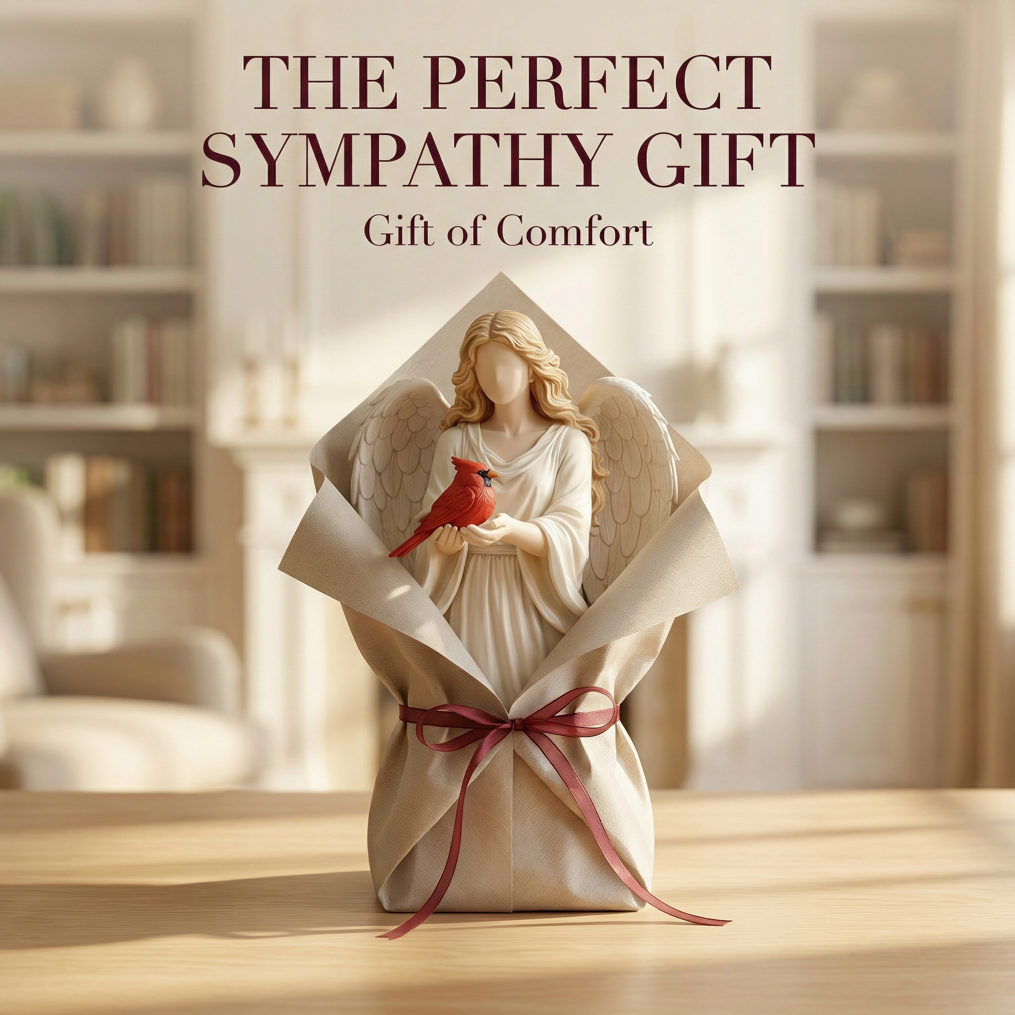 Angel Guardian Figurine Holding Red Cardinal, Meaningful Gift