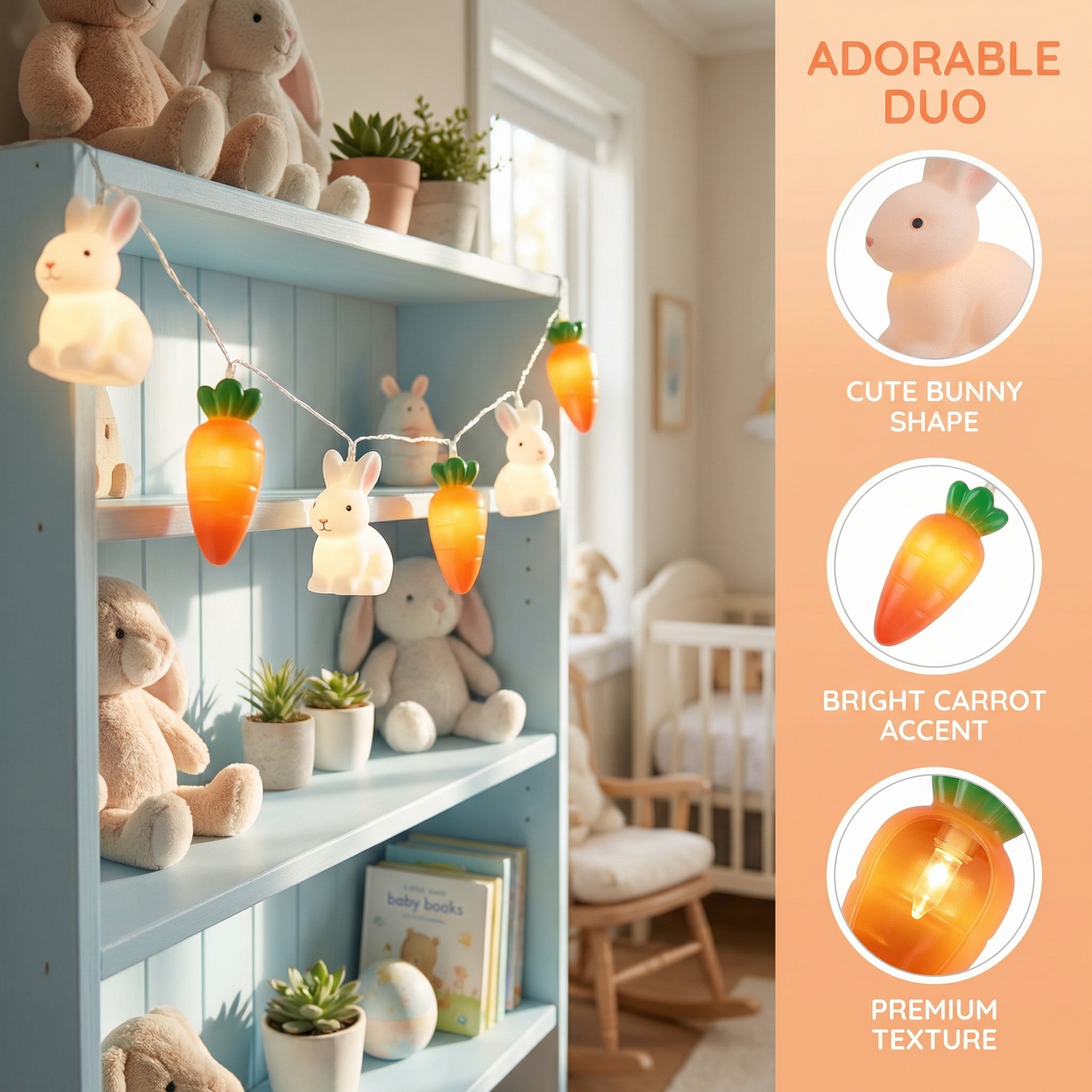Bunny & Carrot Easter String Lights