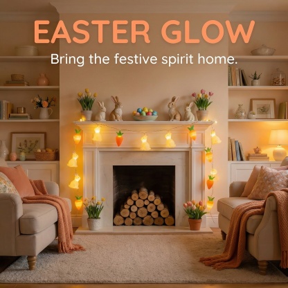 Bunny & Carrot Easter String Lights