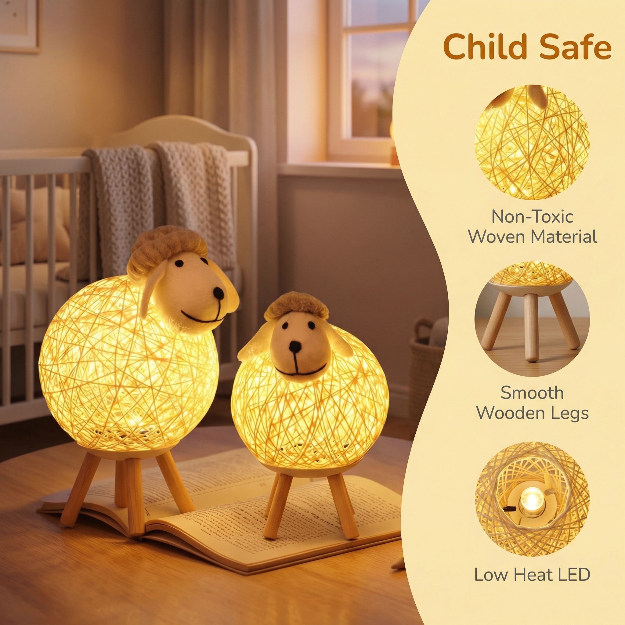 Warm Glow Woven Sheep Night Light