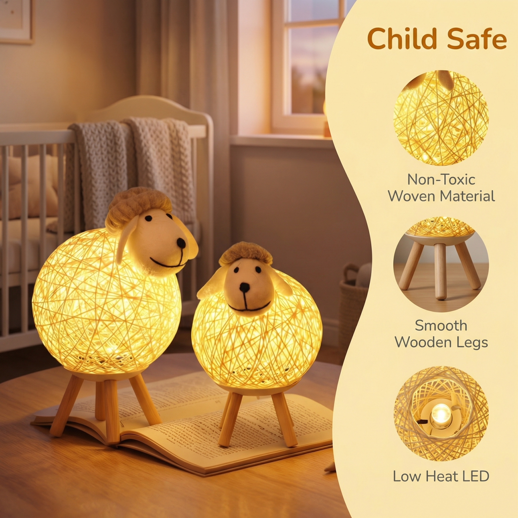Warm Glow Woven Sheep Night Light