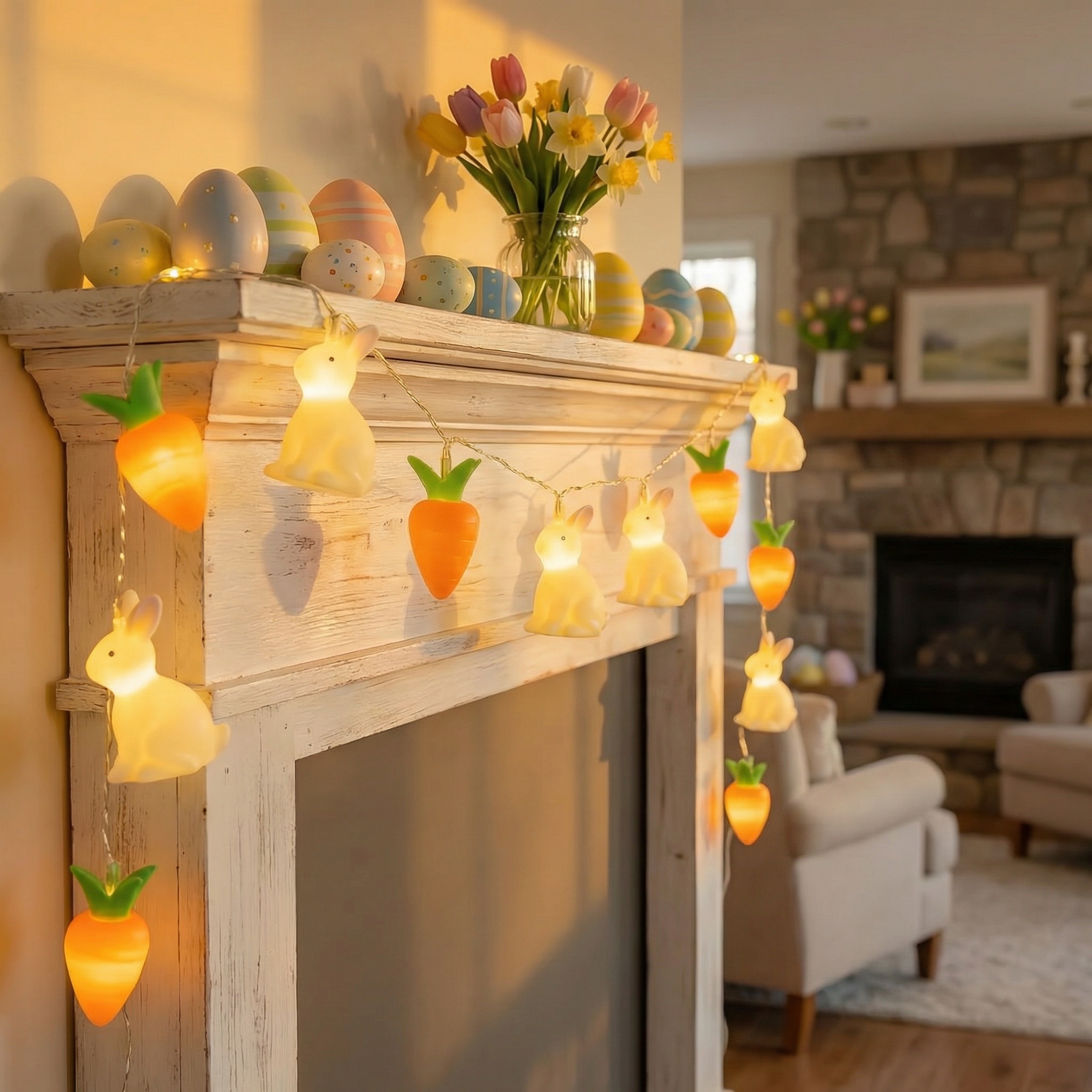 Bunny & Carrot Easter String Lights