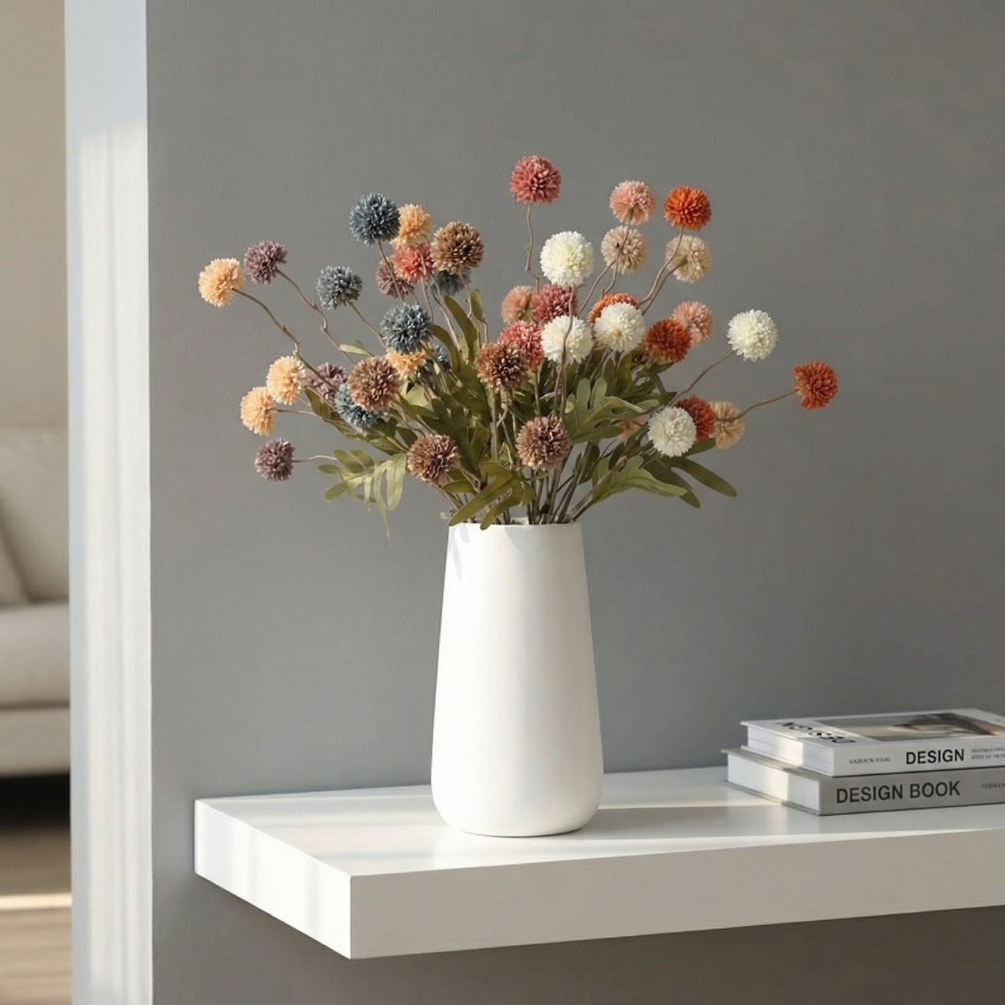 3 Pack 20" Artificial Pompom Flower Stems for Vase Arrangements