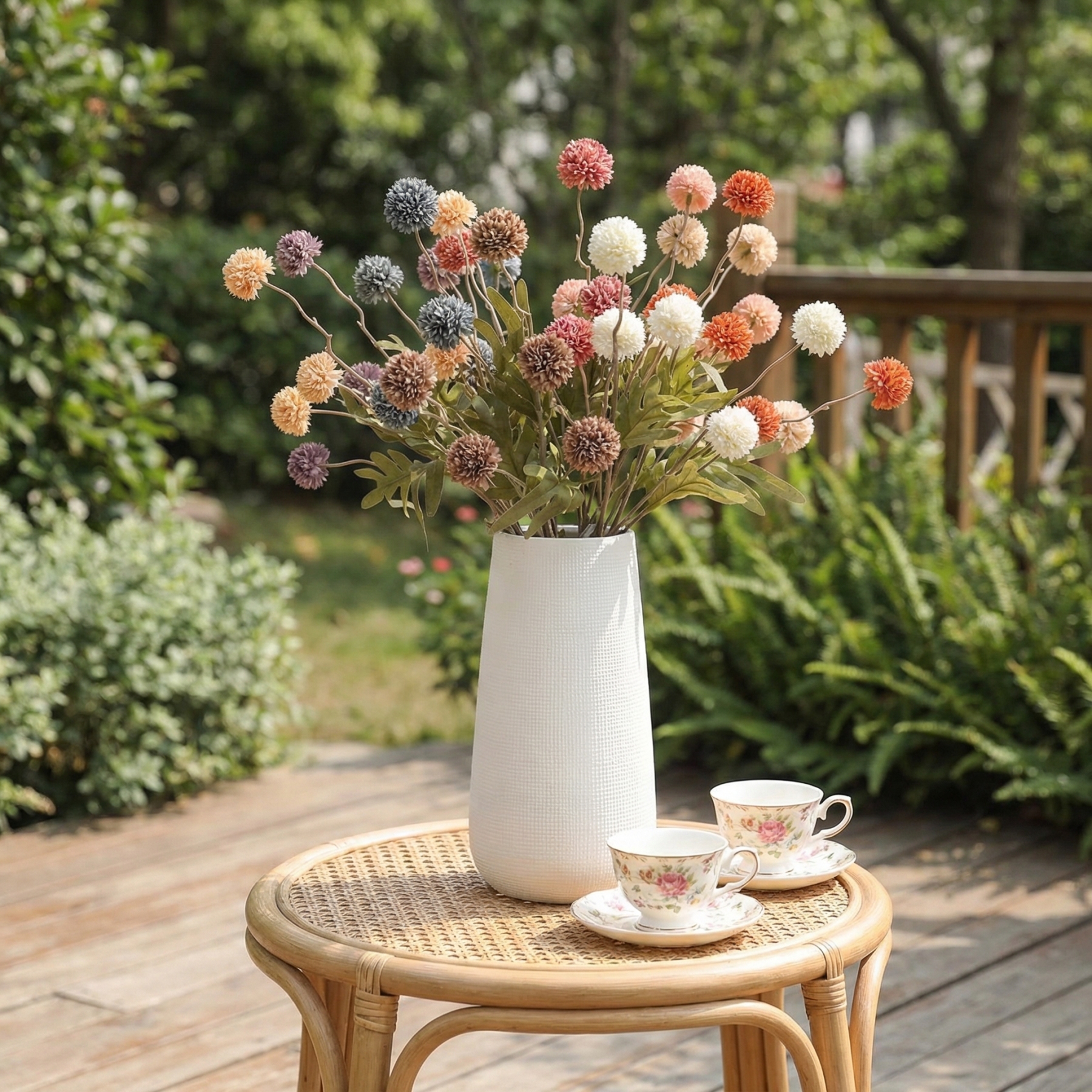 3 Pack 20" Artificial Pompom Flower Stems for Vase Arrangements