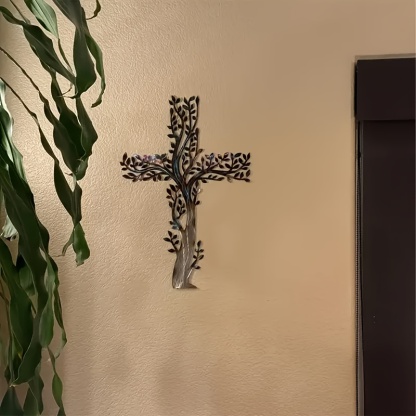 Tree of Life Metal Cross Wall Decor