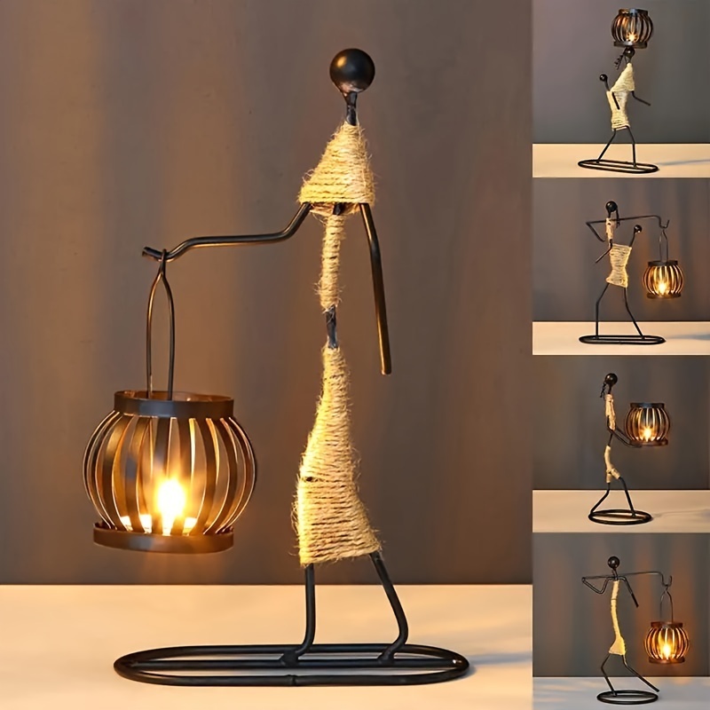 Handcrafted Metal Figurine Candle Holder Lantern