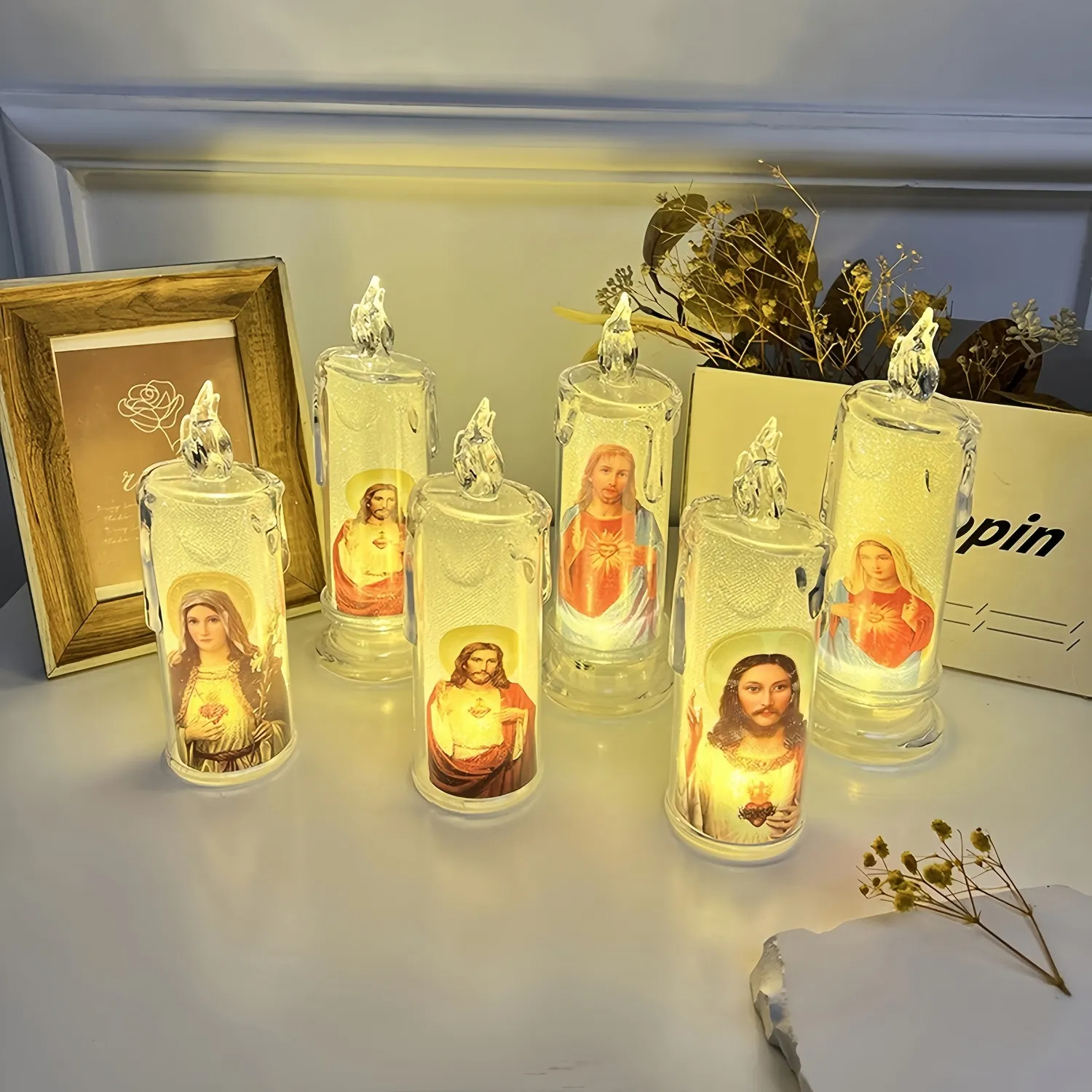 Flickering LED Virgin Prayer Candle Light