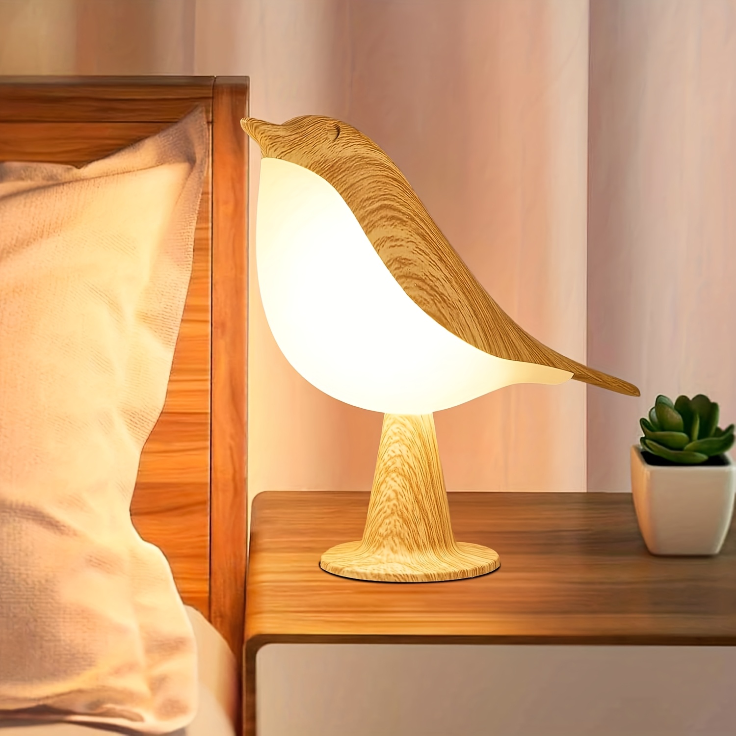 Bird-Shaped Touch Lamp with Remote Control, 3 Light Colors